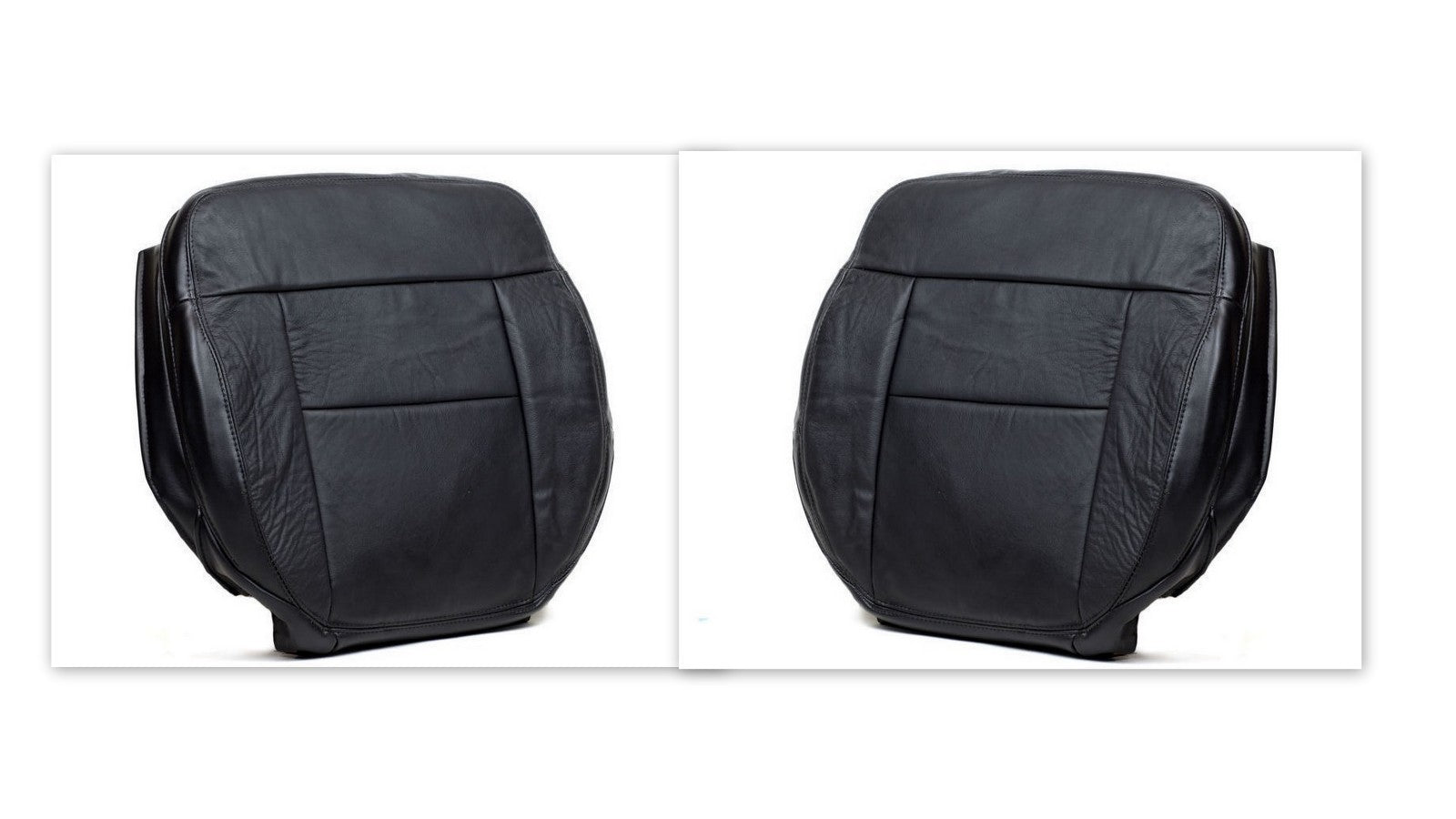 2004-2008 Ford F150 Lariat Driver & Passenger Bottom Leather Seat Cover BLACK