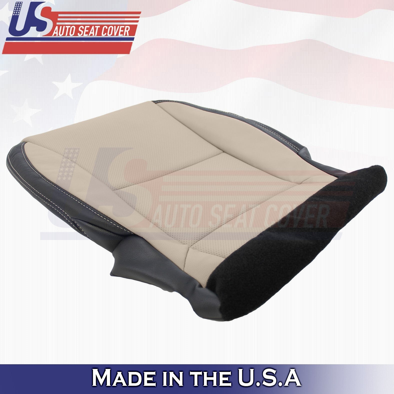 2010 to 2015 For Chevy Camaro Passenger Bottom Leather Cover Beige/Black