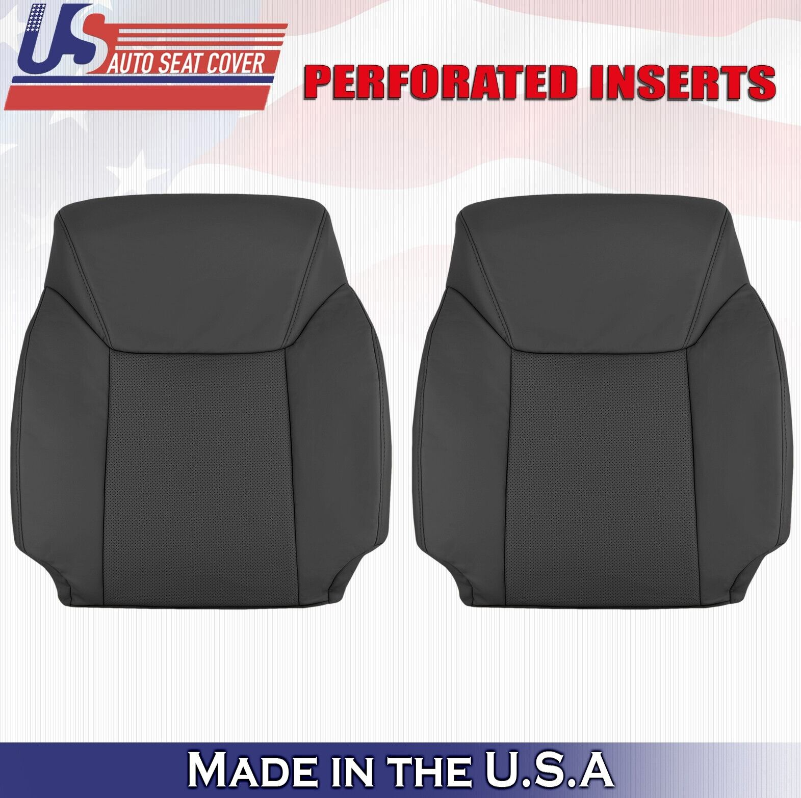 2012 to 2015 For Lexus LX570 Driver & Passenger Tops Leather w/Perf Covers Black