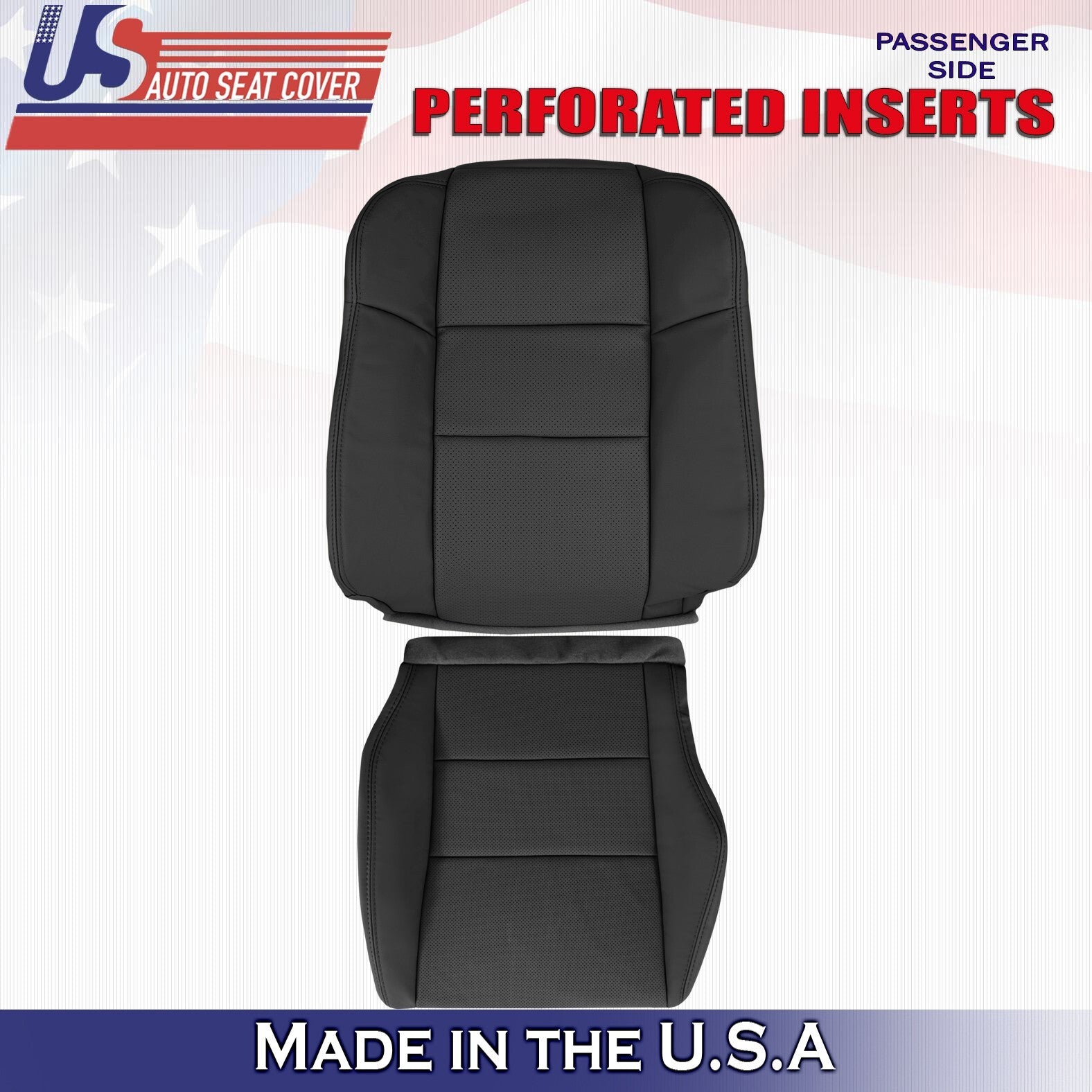 2011 2012 For Acura RDX Passenger Top & Bottom Synthetic Perf Leather Covers BLK