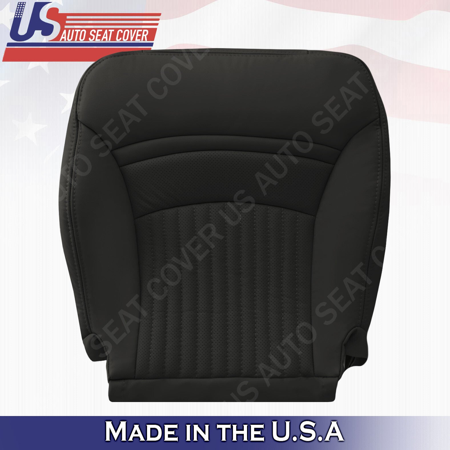 1997 -2004 Chevy Corvette Perforated Bottoms Leather Seat Cover Black