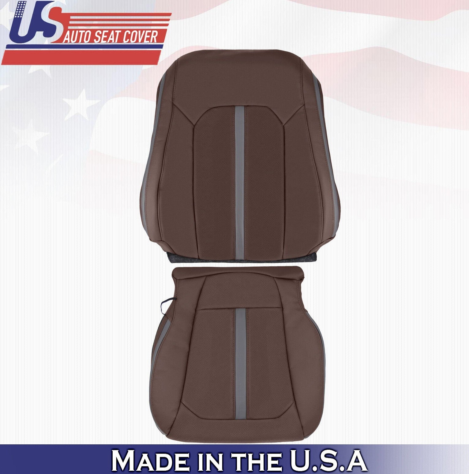 2016 For Ford F150 Platinum Driver top & Bottom Perf Leather Seat Covers Brown