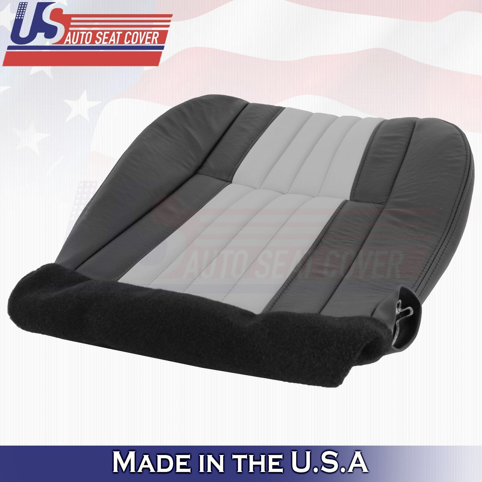 2003 For Ford F150 Harley Davidson Driver Bottom Leather Seat Cover BLK/Gray