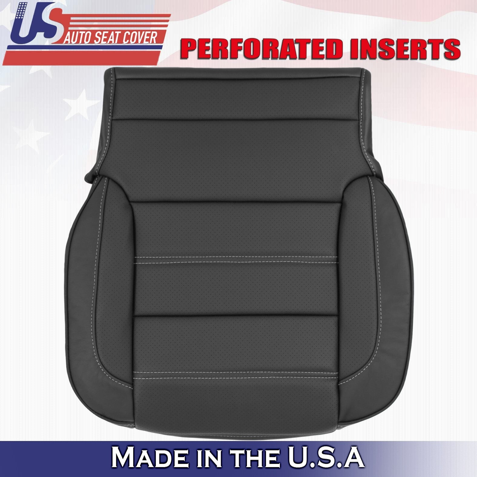 2014 to 2019 For GMC Sierra Denali Driver Bottom & Top Leather Seat Cover Black