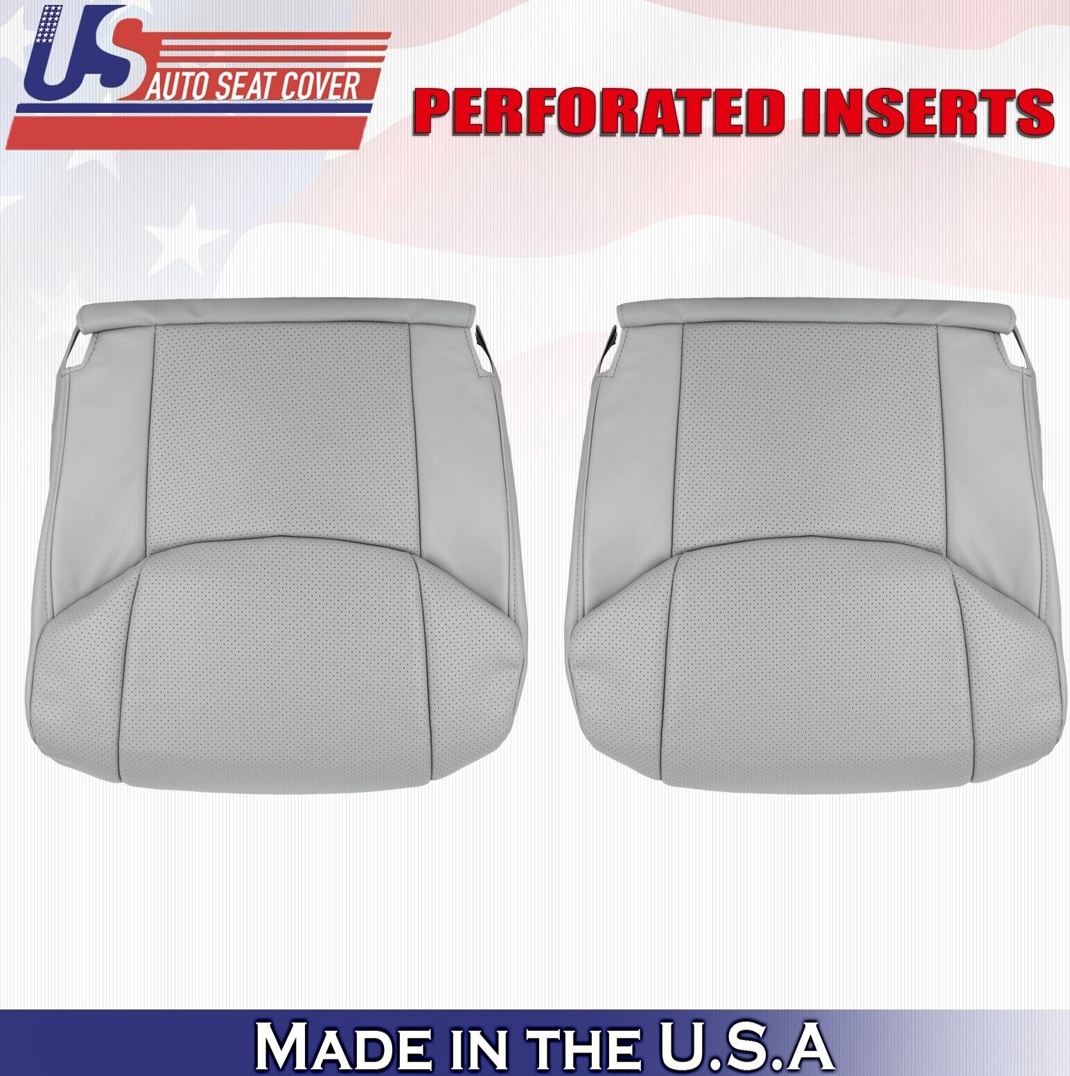 2007 For Toyota Avalon Driver & Passenger Bottom Perforated Leather Covers Gray