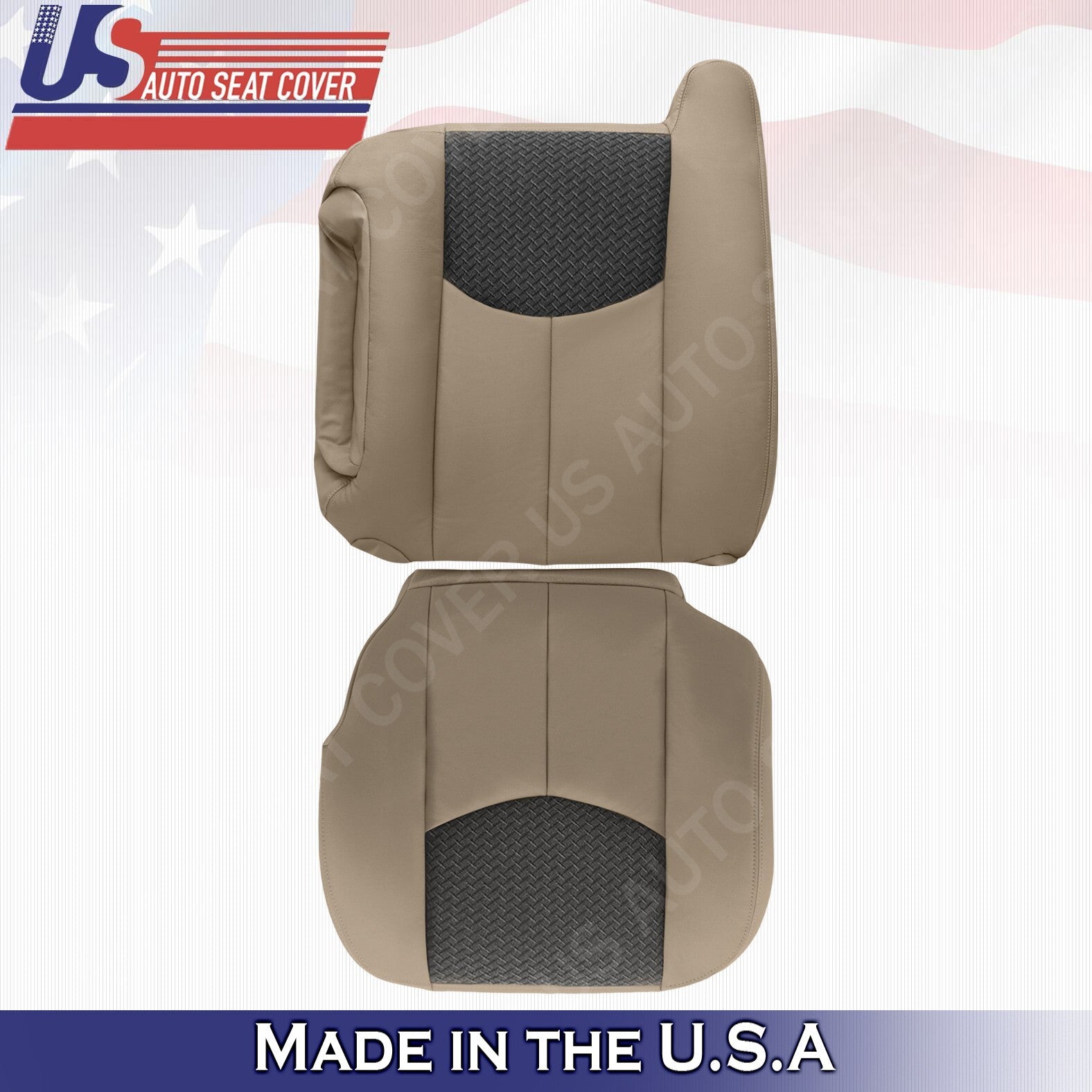 2003-2006 For Chevy Avalanche Driver Passenger Leather/Cloth Covers Neutral Tan