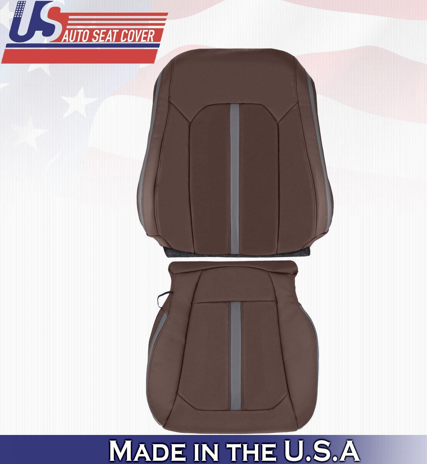 2019 For Ford F150 Platinum Driver top & Bottom Perf Leather Seat Covers Brown