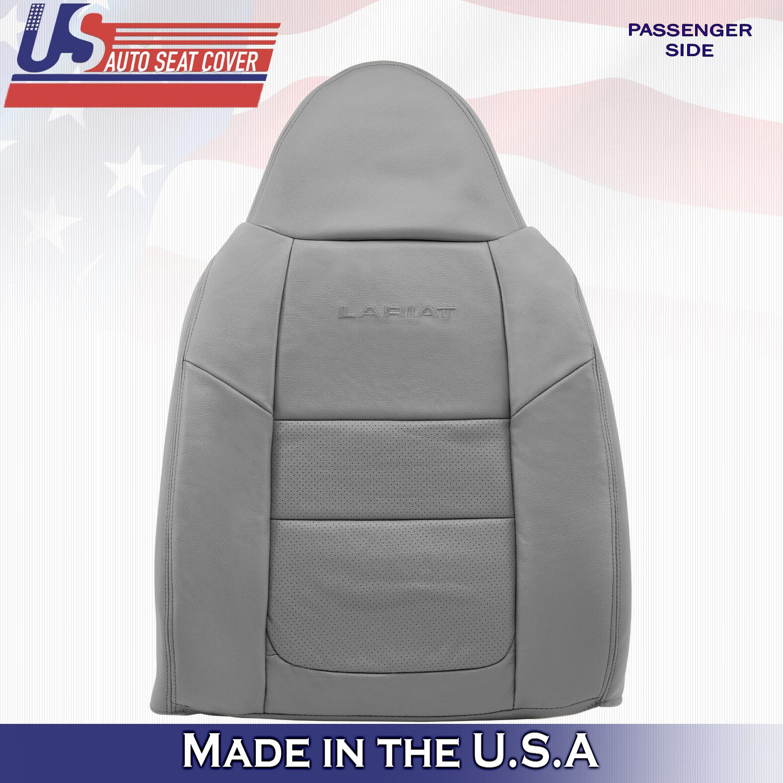 2001 For Ford F250 F350 Lariat Passenger Top Perforated Leather Seat Cover Gray
