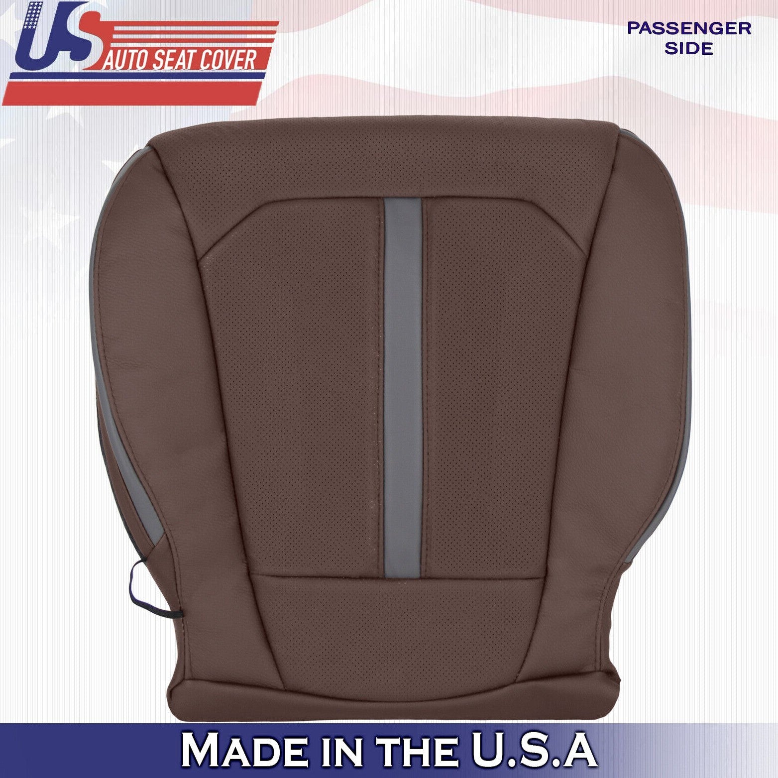 2019 For Ford F150 Platinum Passenger Bottom Perforated Leather Seat Cover Brown