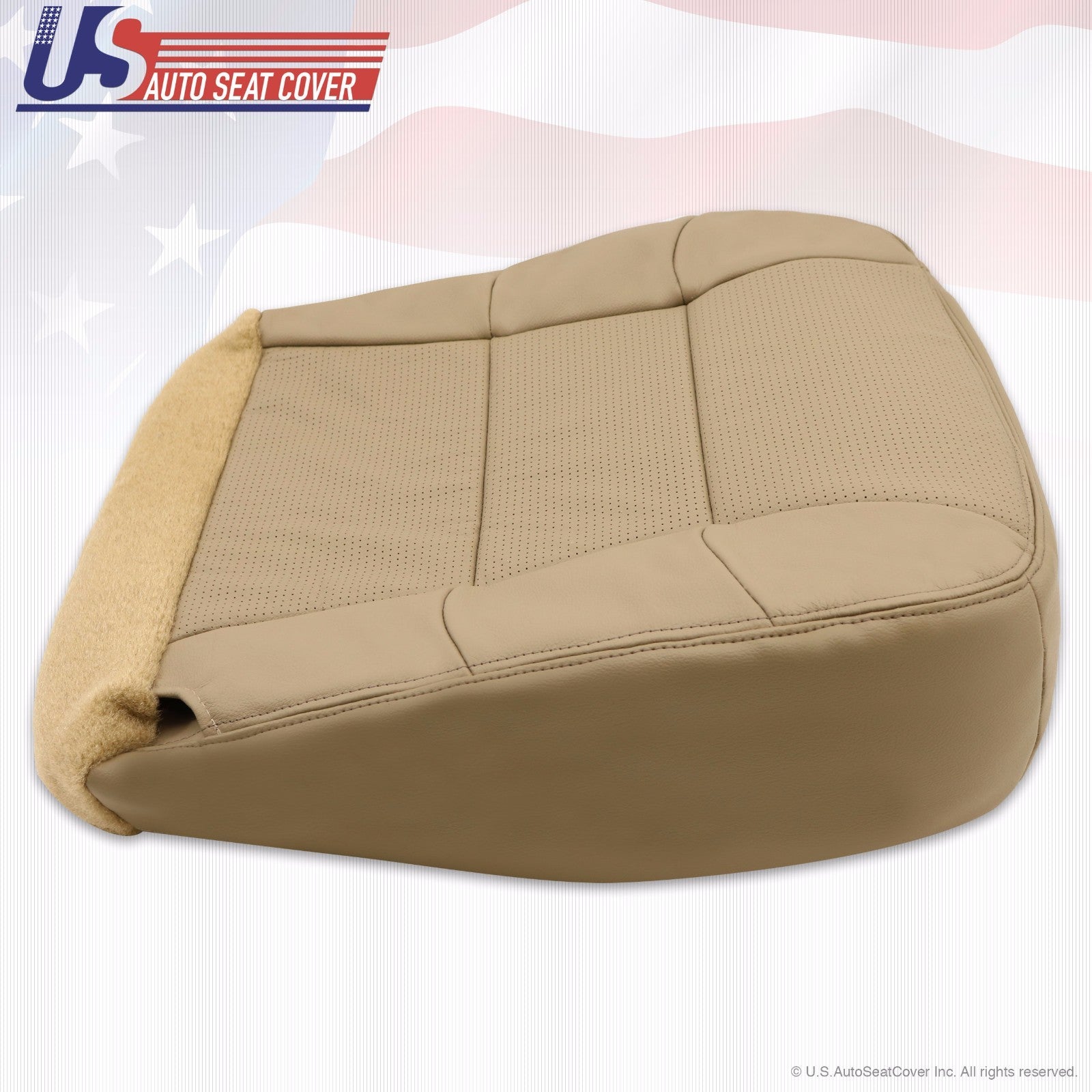 2000 2001 2002 Lincoln Navigator Driver Bottom Perforated Leather Seat Cover Tan