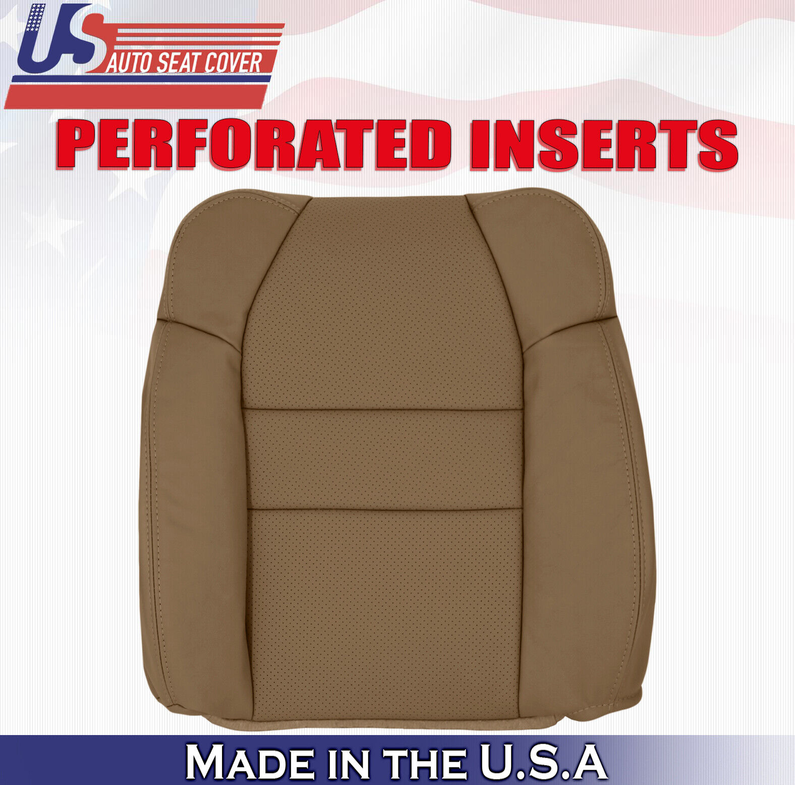 2001 2002 For Acura MDX Driver Top & Bottom Perforated Leather Seat Covers Tan