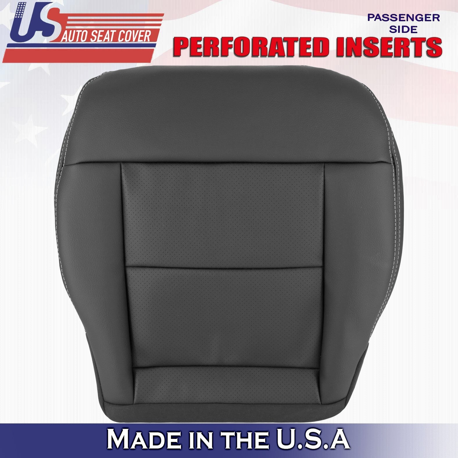 2010 to 2014 Fits Mercedes Benz E350 Passenger Bottom Leather Seat Cover Black
