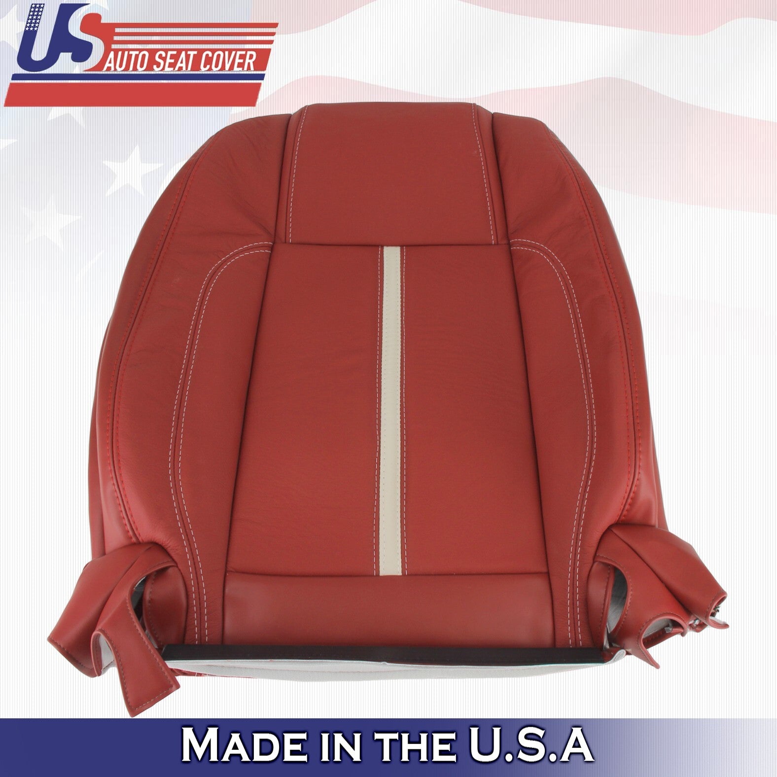 2010 to 2014 Fits Ford Mustang Gt Front Set Tops & Bottoms Leather Covers Red