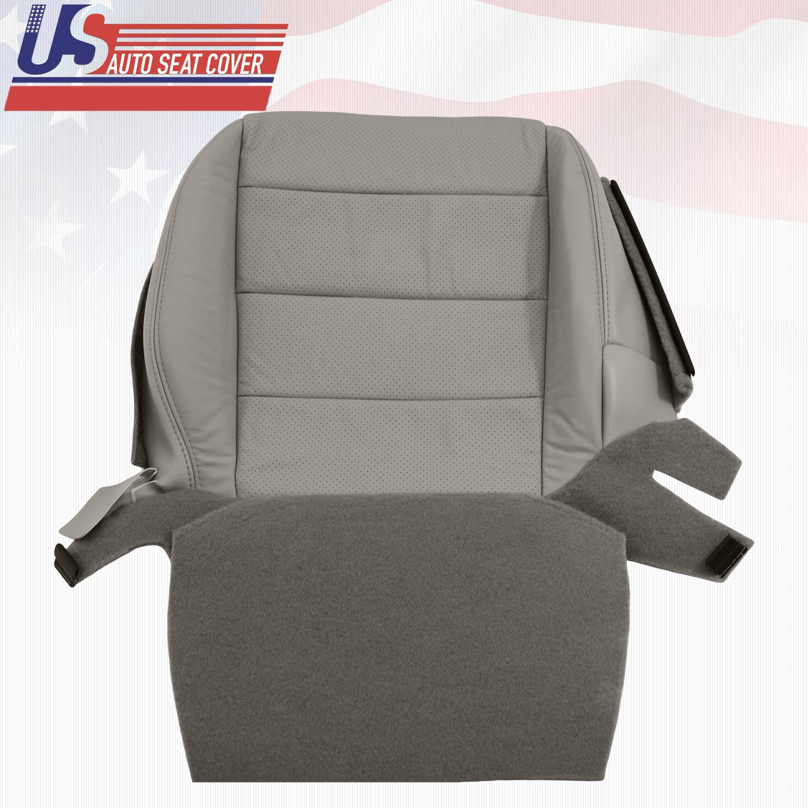 For 2007-08 ACURA TL TYPE S DRIVER BOTTOM PERFORATED LEATHER SEAT COVER IN GRAY