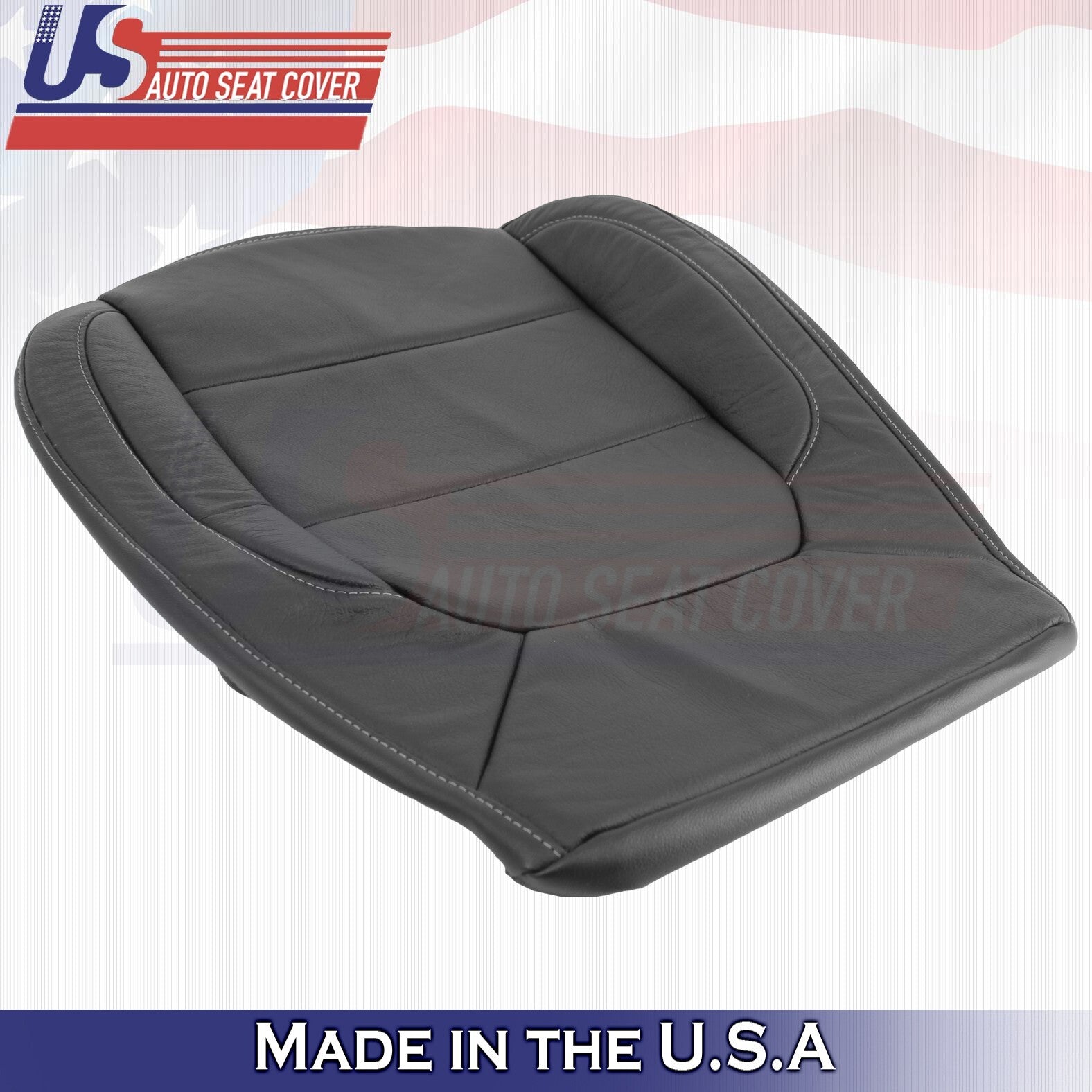 2022 For Chevy Silverado 1500 WT Passenger Top & Bottom Leather Seat Covers BLK