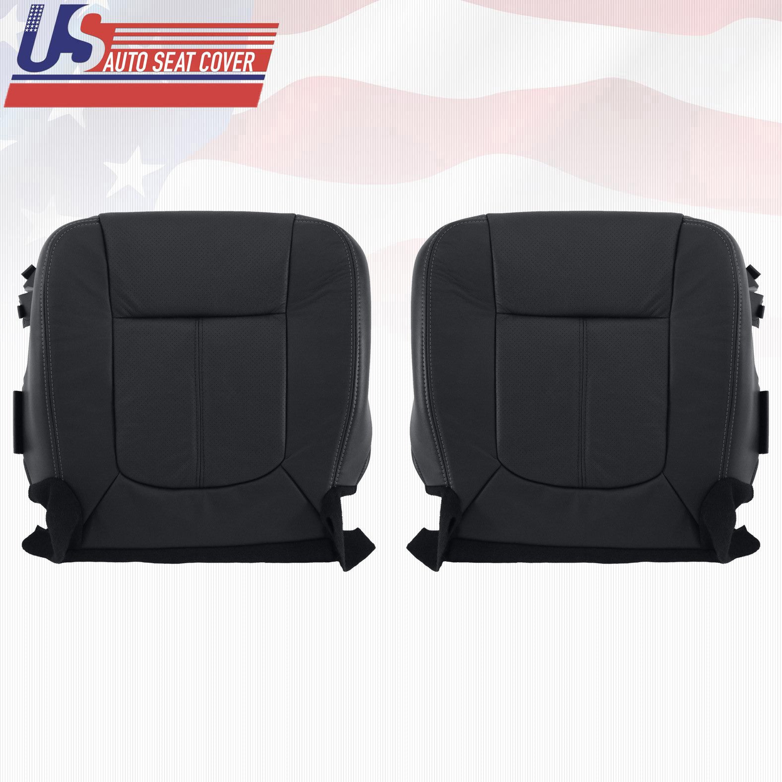 2013 2014 Ford F250 F350 Lariat Driver-Passenger Bottom Leather Seat Cover Black