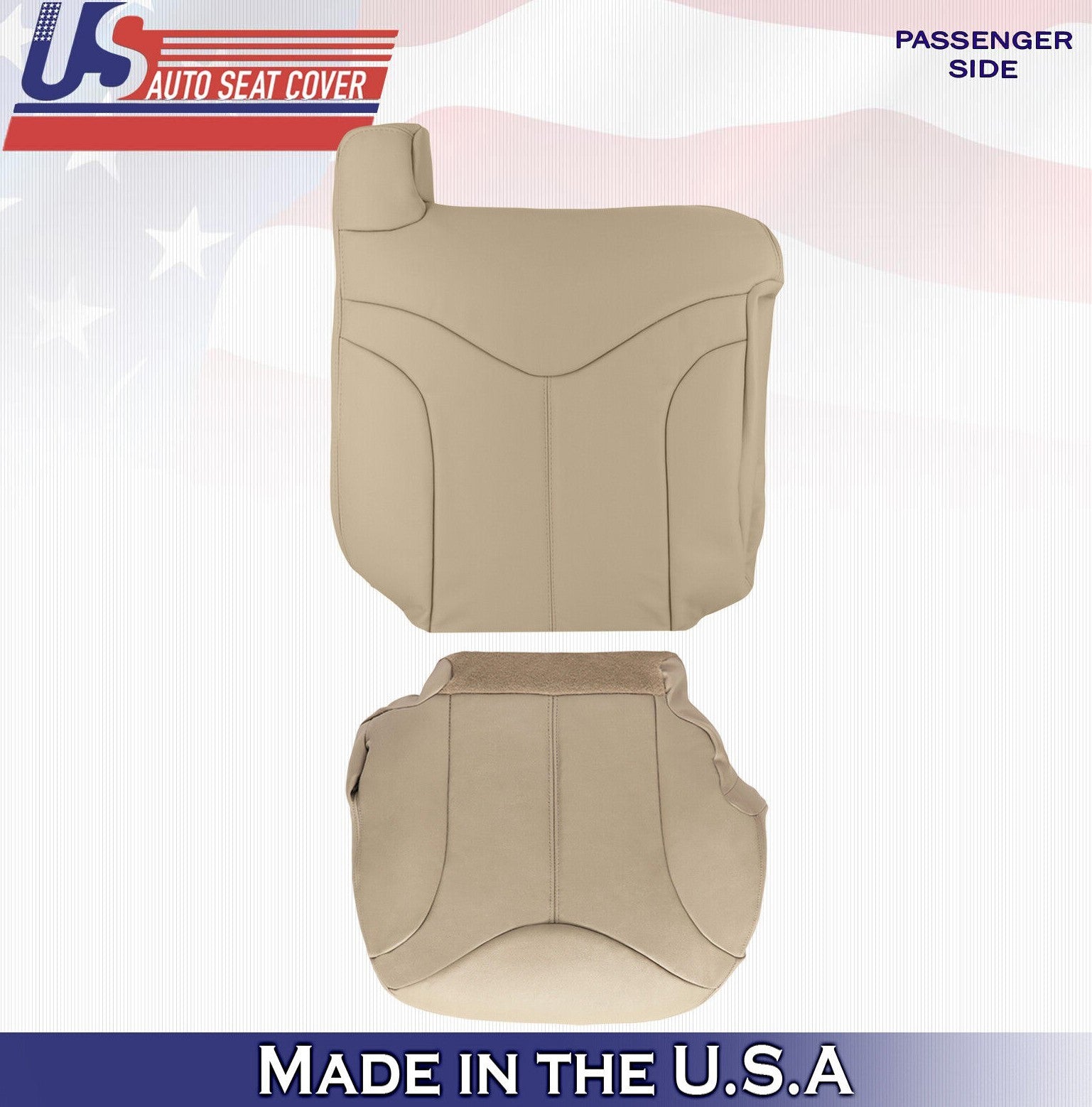1999 2000 For GMC Yukon XL SLT SLE Passenger Top & Bottom 2x Leather Covers Tan