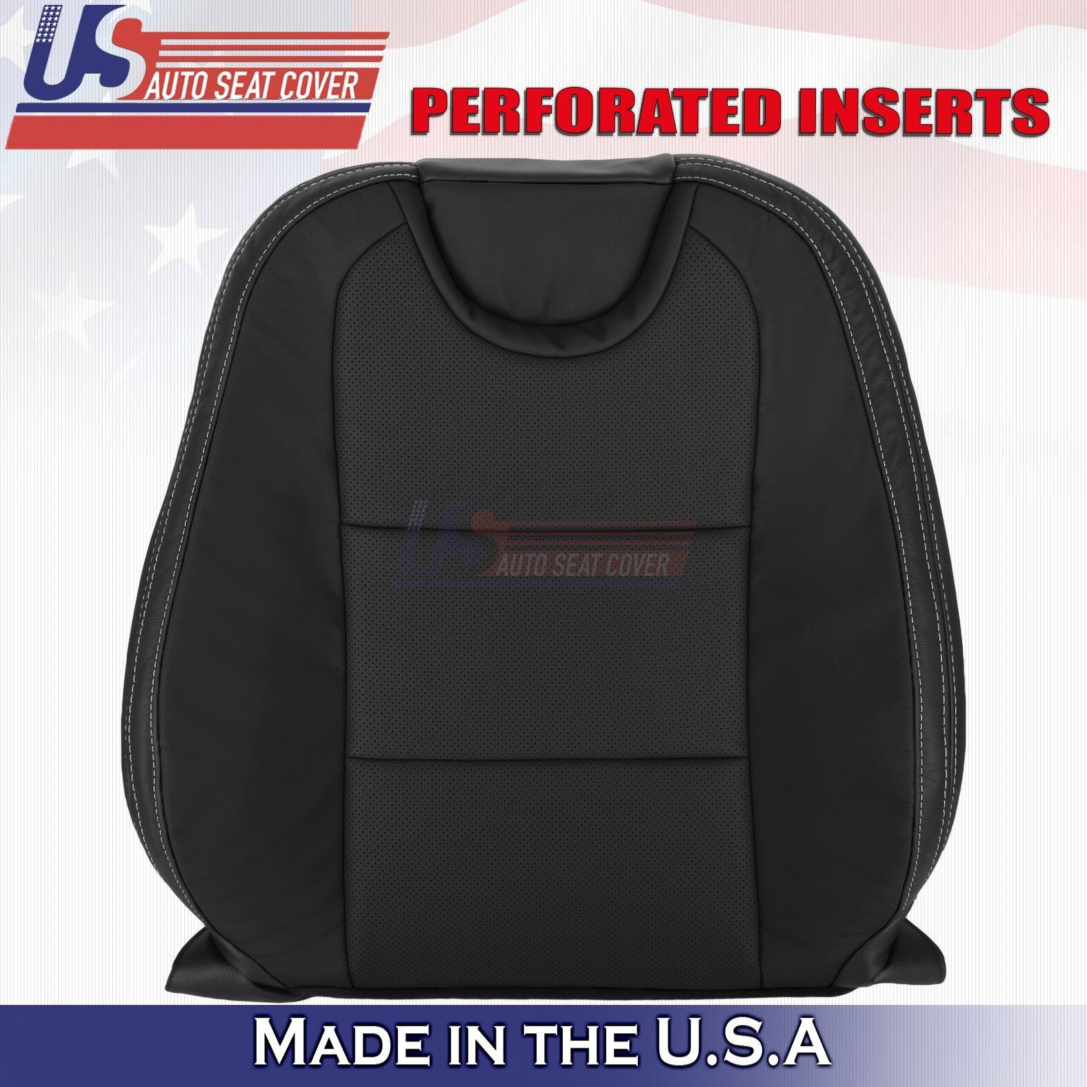 2010-2015 For Chevy Camaro Driver-Passenger Tops Perforated Leather Cover Black
