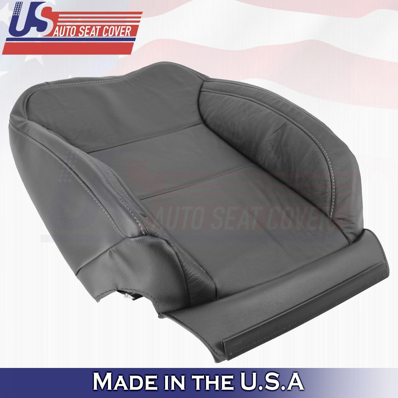 2021 2022 For Chevy Silverado 1500 WT Front Driver Top Leather Seat Cover Black