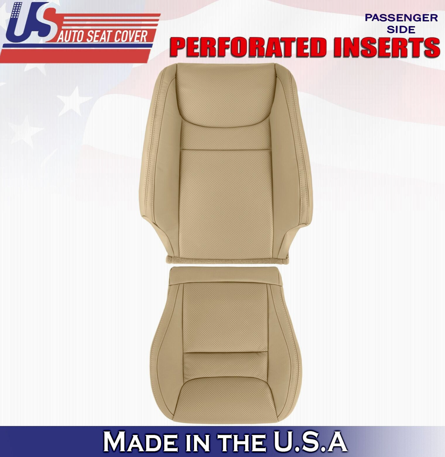2003 For Toyota Highlander Passenger Top & Bottom Leather Seat Covers Tan