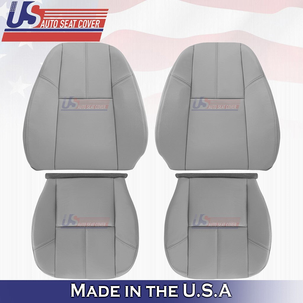 2007 to 2014 For Chevy Silverado Front Set Top &Bottom  Leather Cover Light Gray
