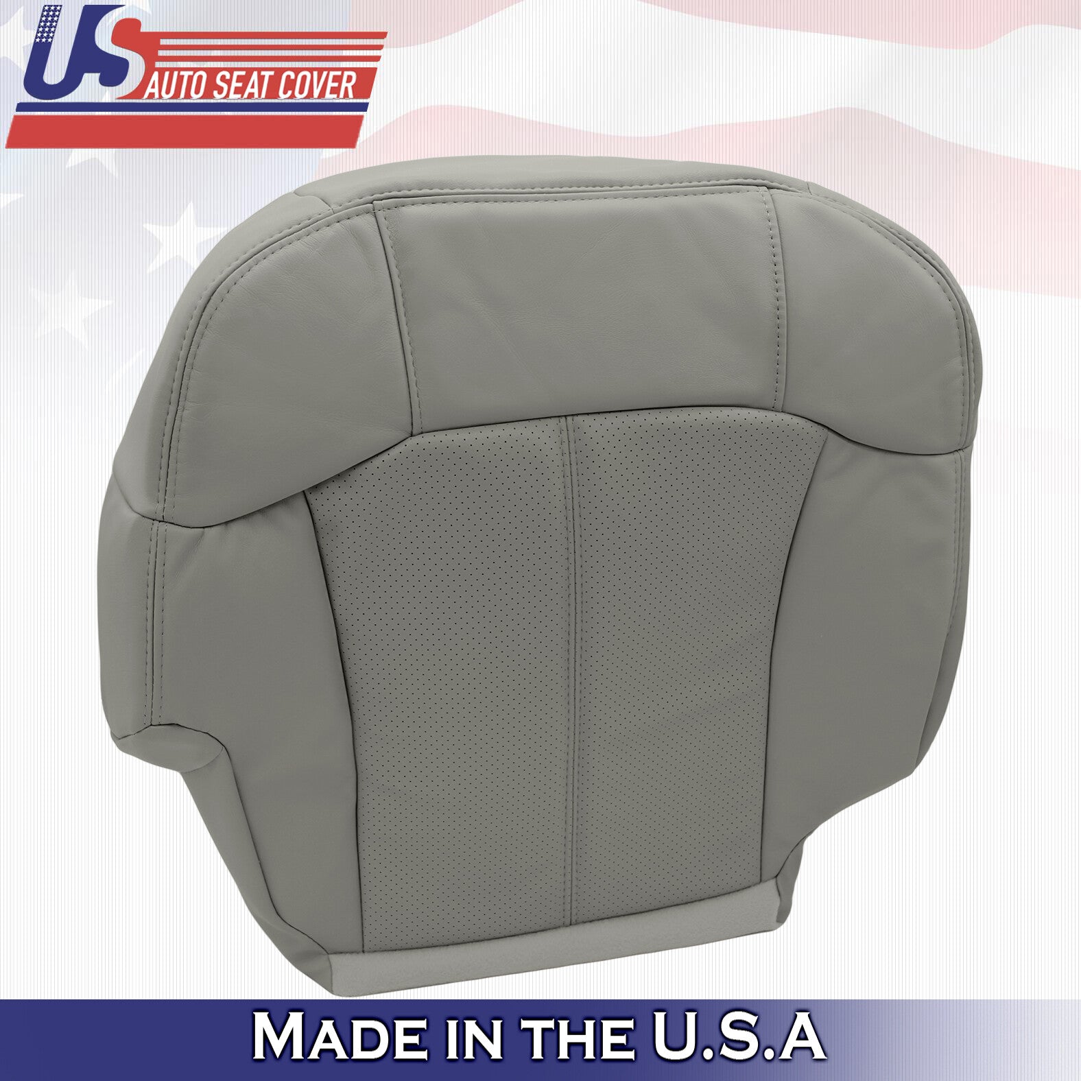 2002 For Cadillac Escalade Driver Passenger Bottom Perf Leather Seat Covers Gray