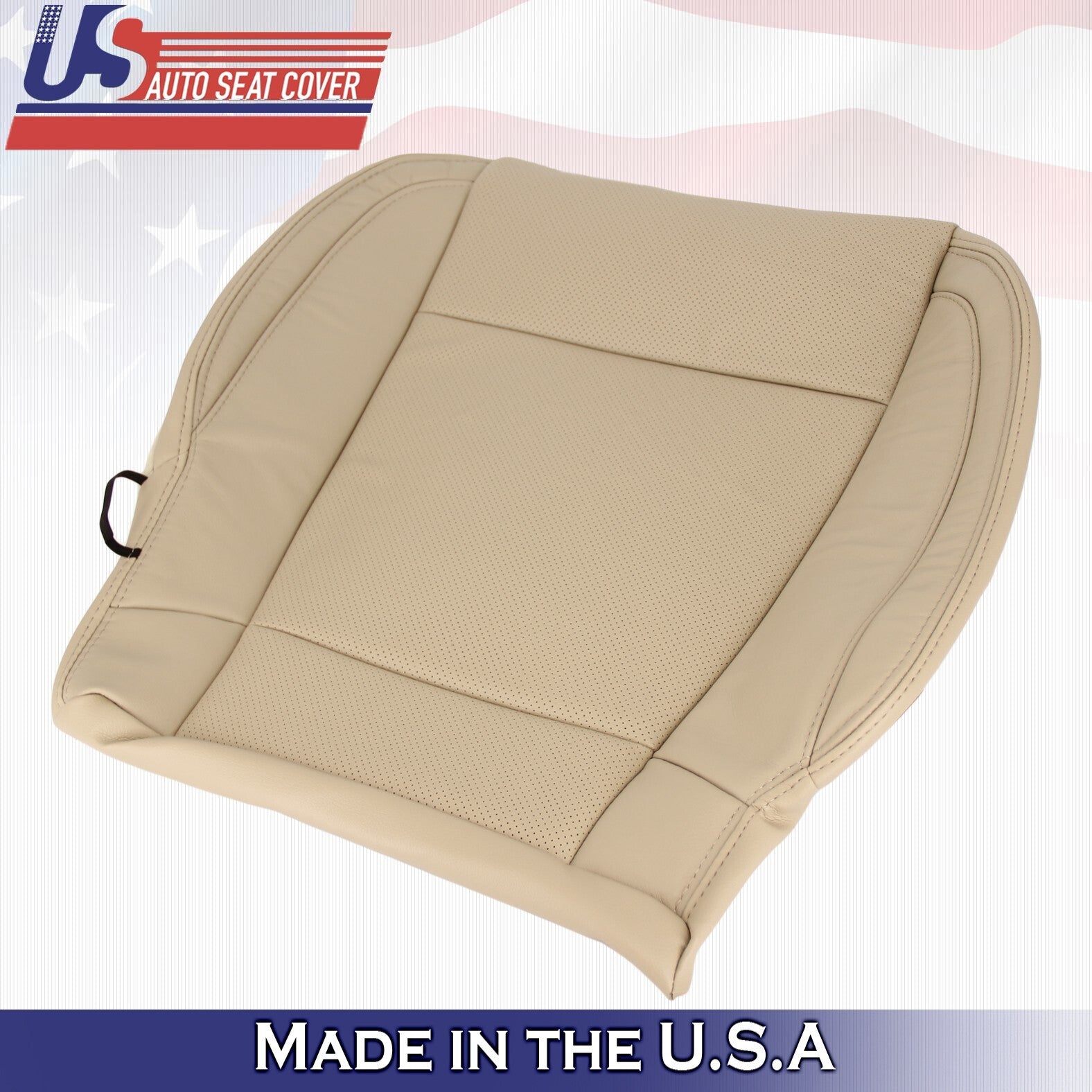 2015 to 2017 Fits Ford F150 Lariat Passenger Top &Bottom Leather Seat Covers Tan