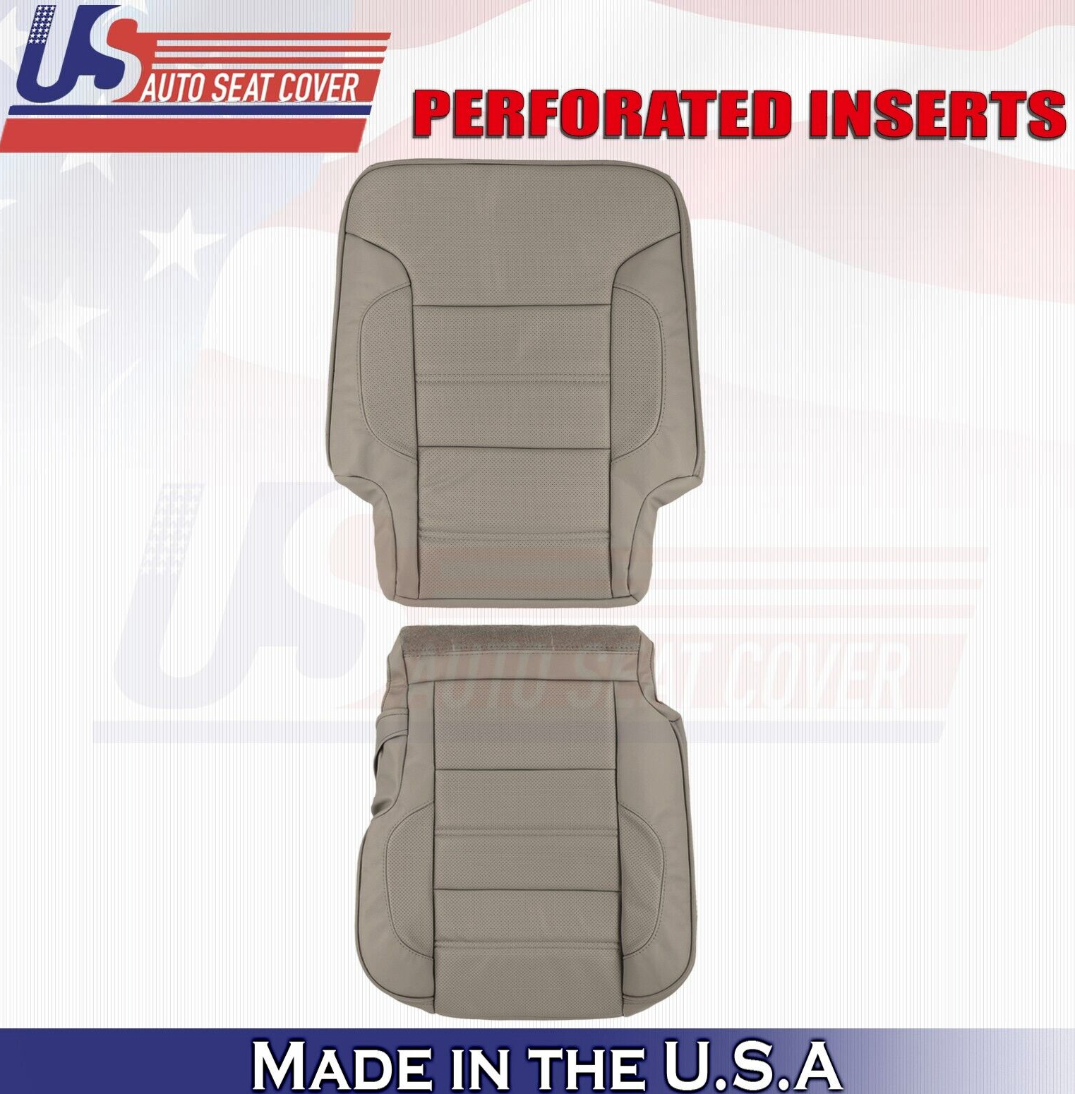 2018 For GMC Sierra Denali 2nd Row Driver Top & Bottom Leather Seat Covers Tan