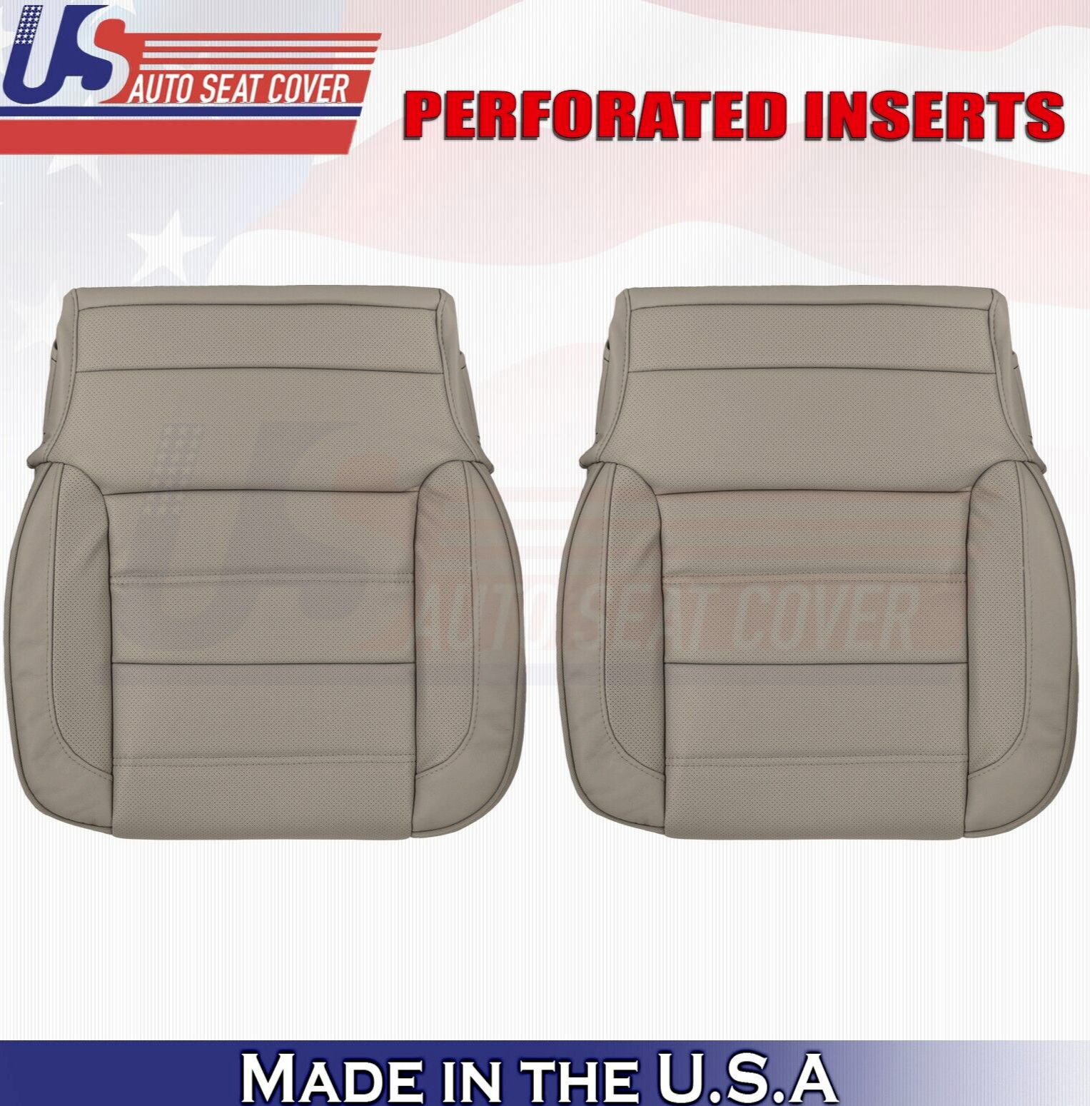2019 For GMC Yukon Denali Driver & Passenger Bottom Perf Leather Seat Covers Tan