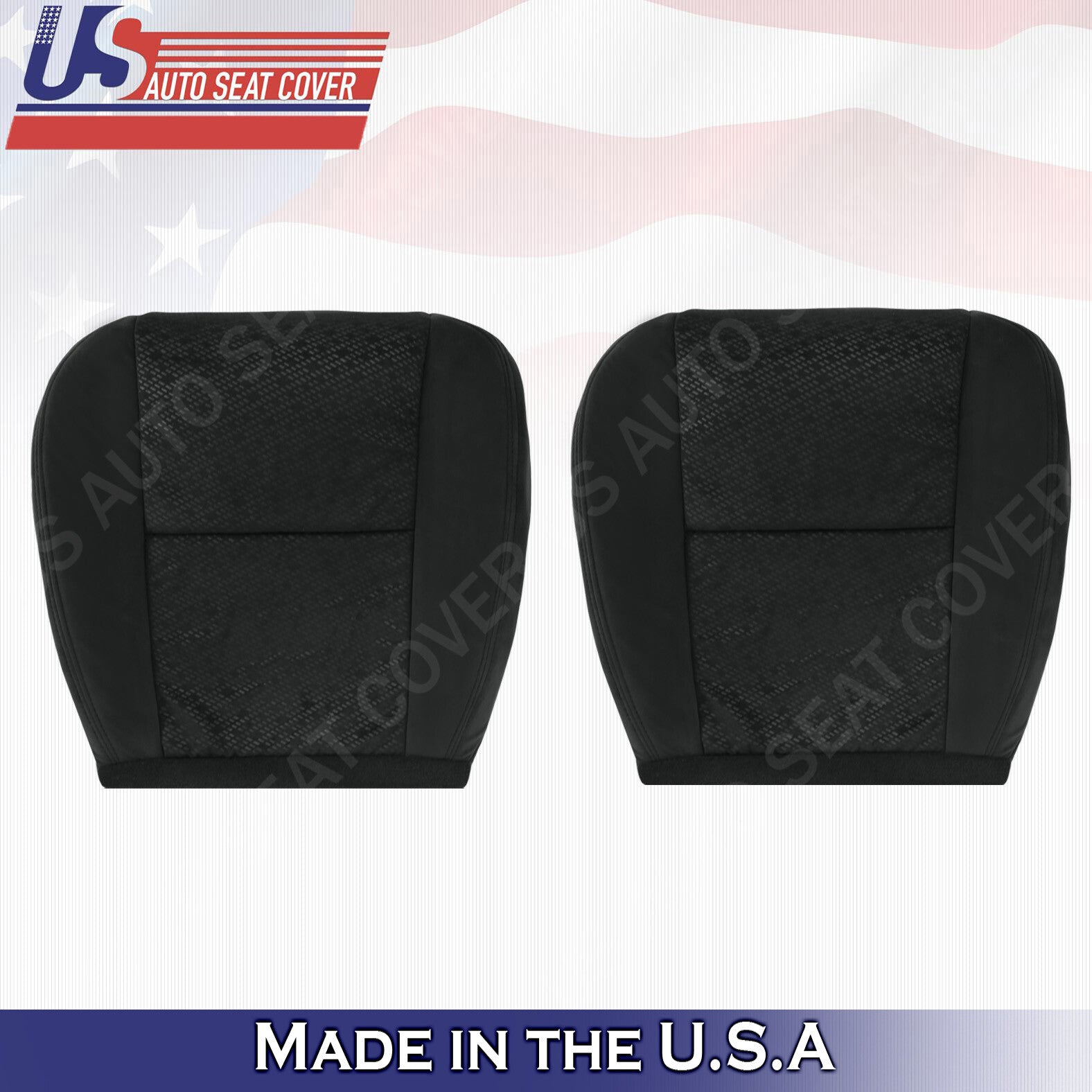 2007 2008 Fits GMC Yukon XL Driver & Passenger Bottoms Cloth Seat Cover Black