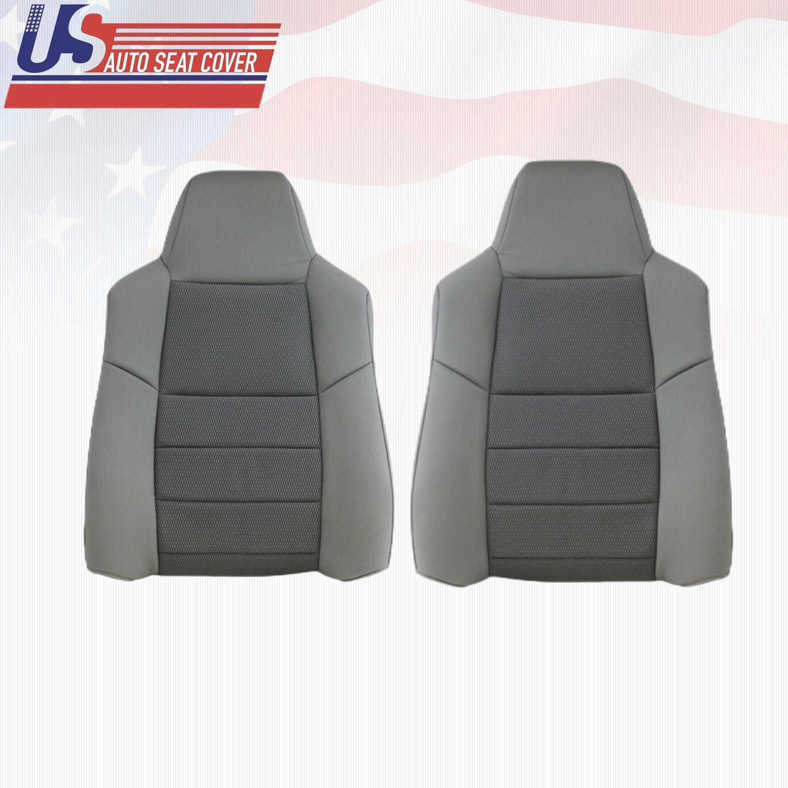 2003-2005 Fit Ford F250 F350 Driver & Passenger TopS Cloth Seat Cover Gray