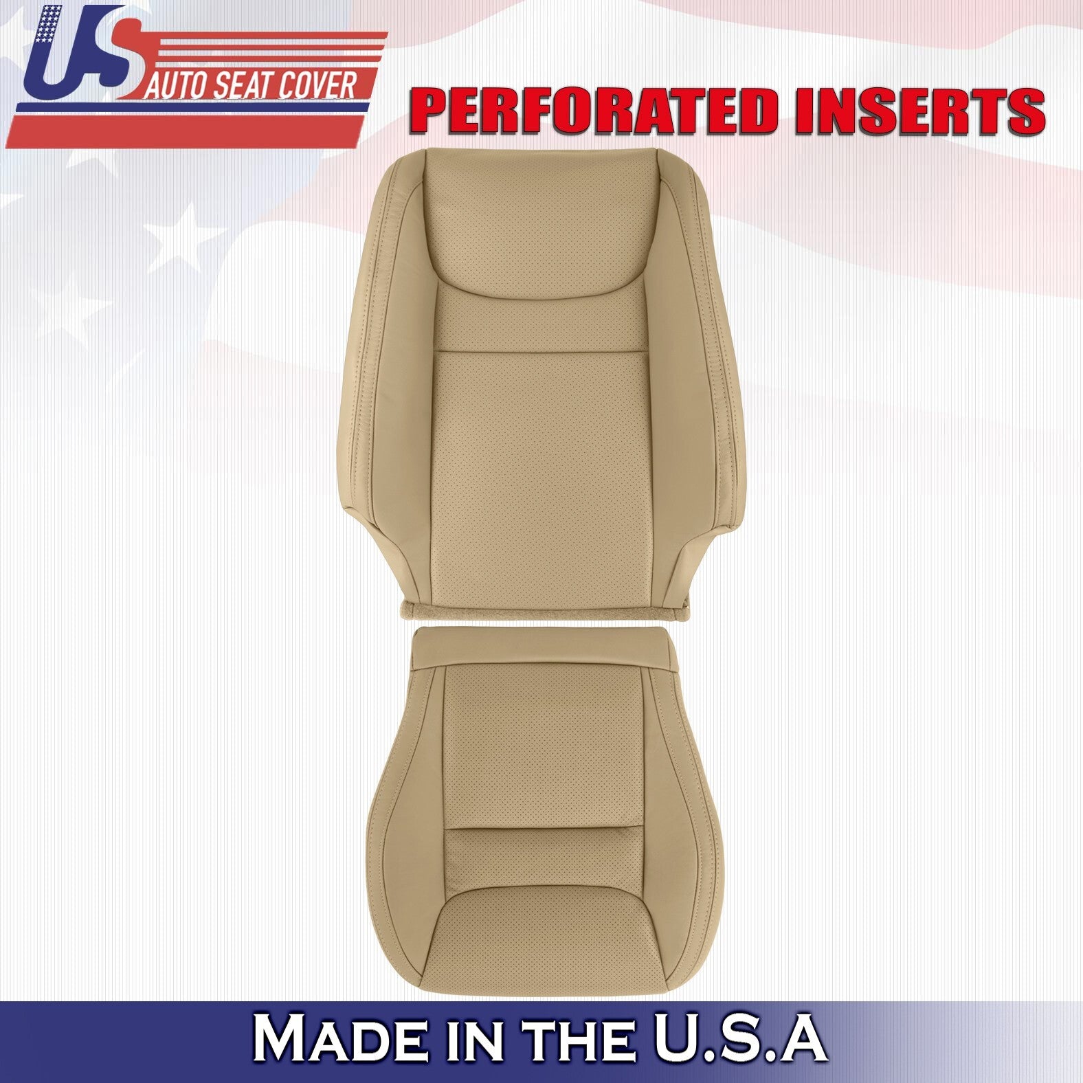 2001 2002 2003 For Toyota Highlander Driver Top & Bottom Leather Seat Covers Tan
