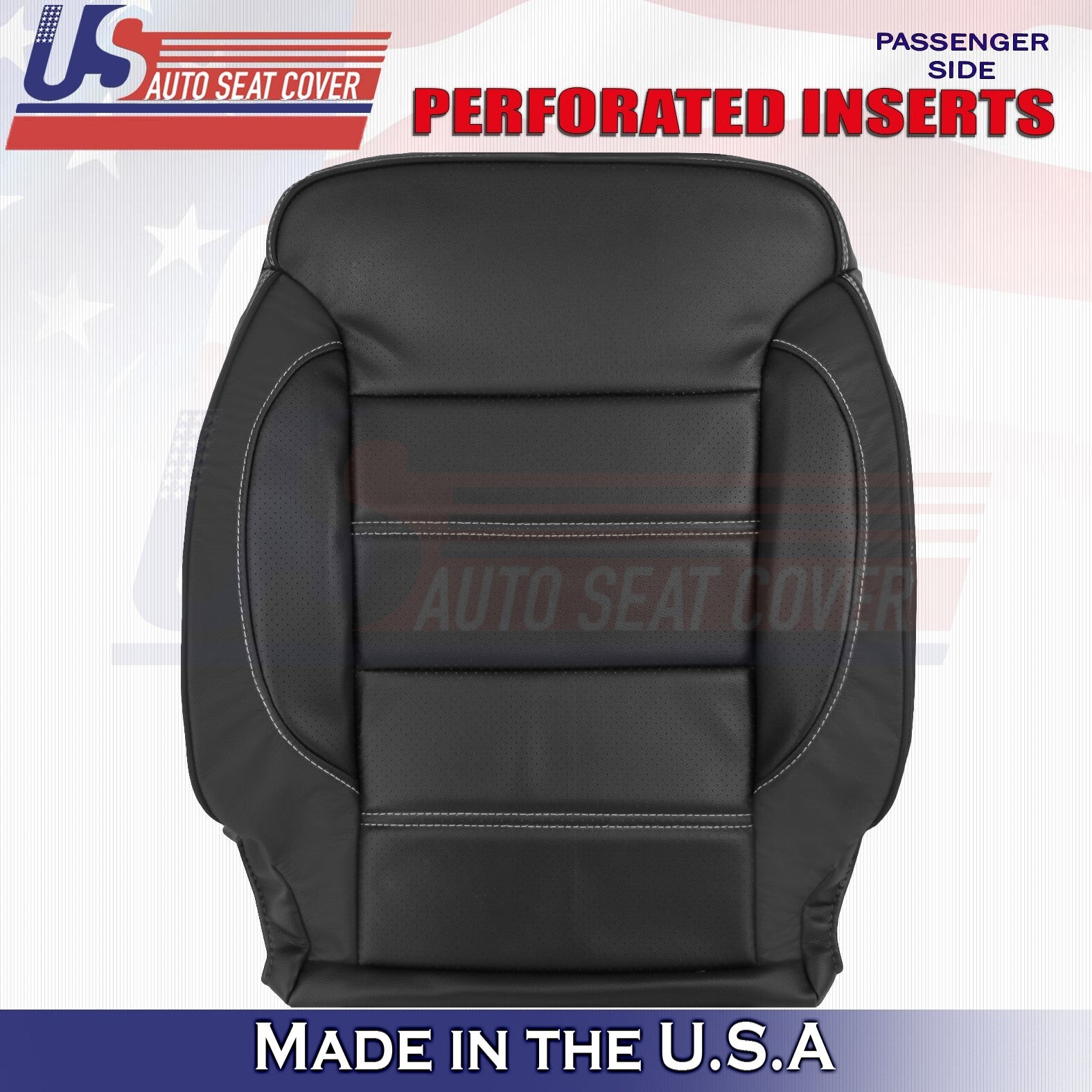 2014 to 2019 Fits GMC Sierra Denali Driver & Passenger Tops Leather Cover Black