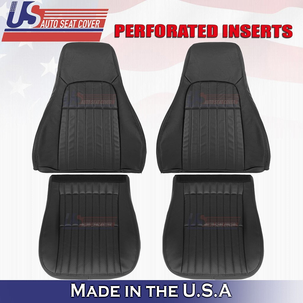 1997 to 2002 For Chevy Camaro Driver&Passenger Bottoms &Tops Leather Cover Black