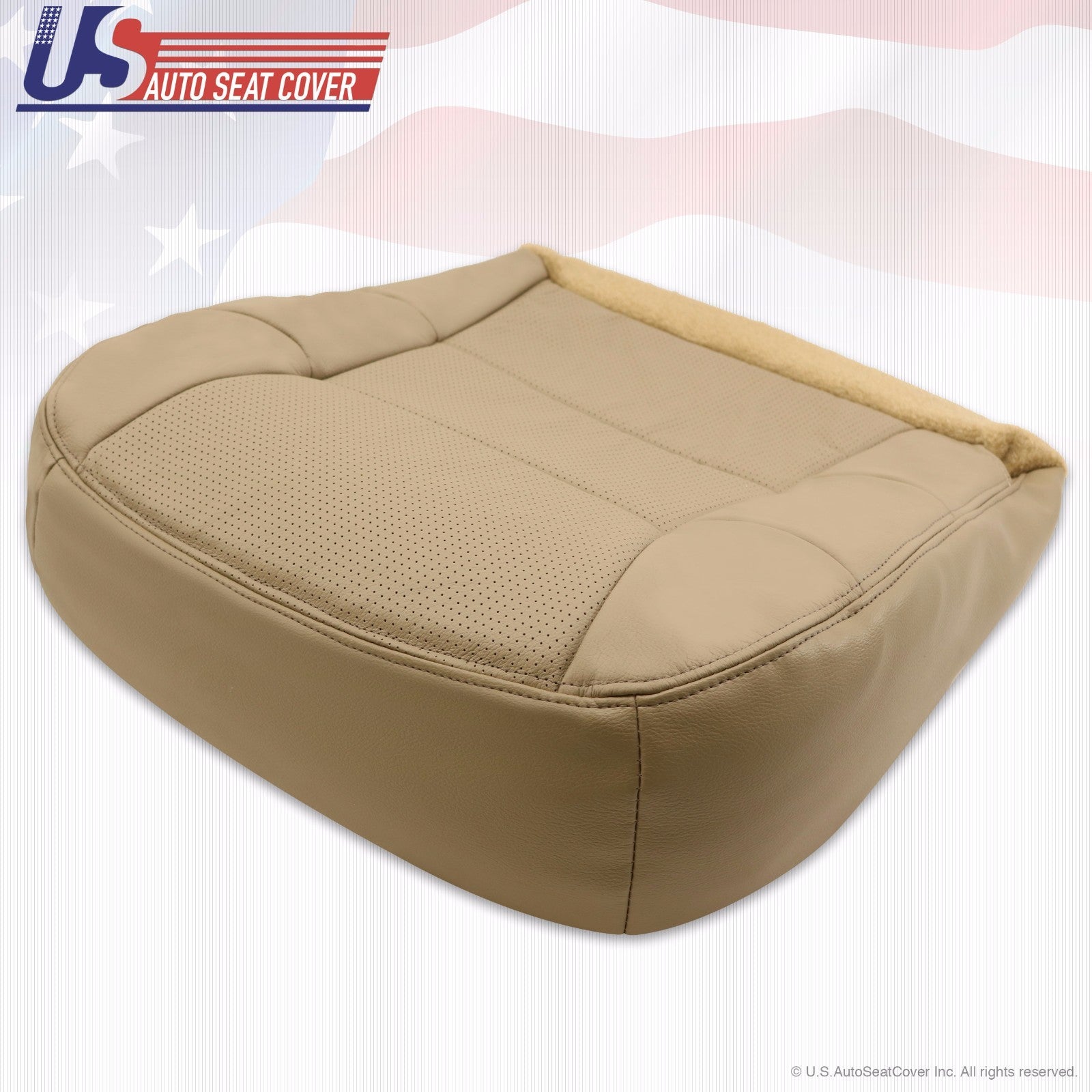 2002 Lincoln Navigator Driver-Passenger Bottom Perforated Leather Seat Cover Tan