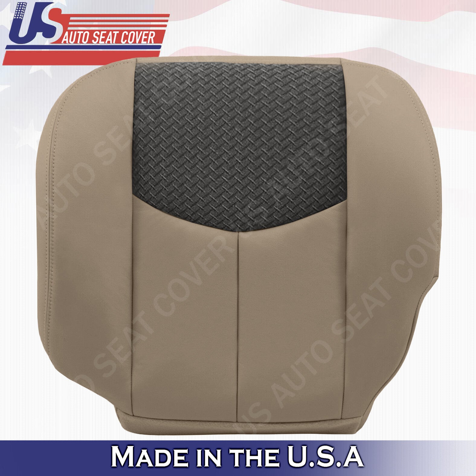 2003 to 2006 Chevy Avalanche Driver Bottom Leather-Cloth Seat Cover Neutral Tan