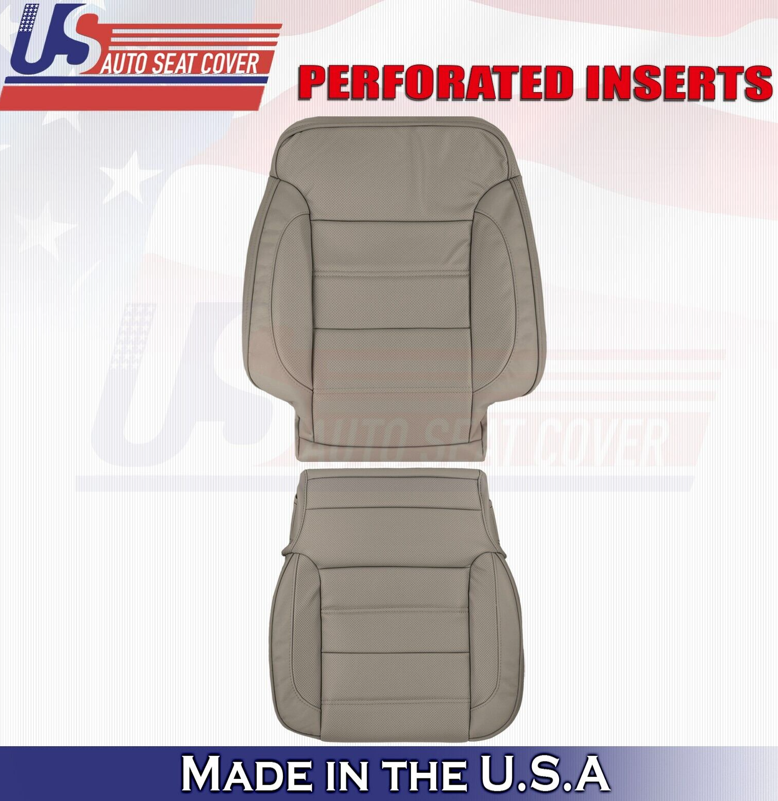 2017 For GMC Sierra Denali Front Driver Top & Bottom Leather Seat Covers Tan