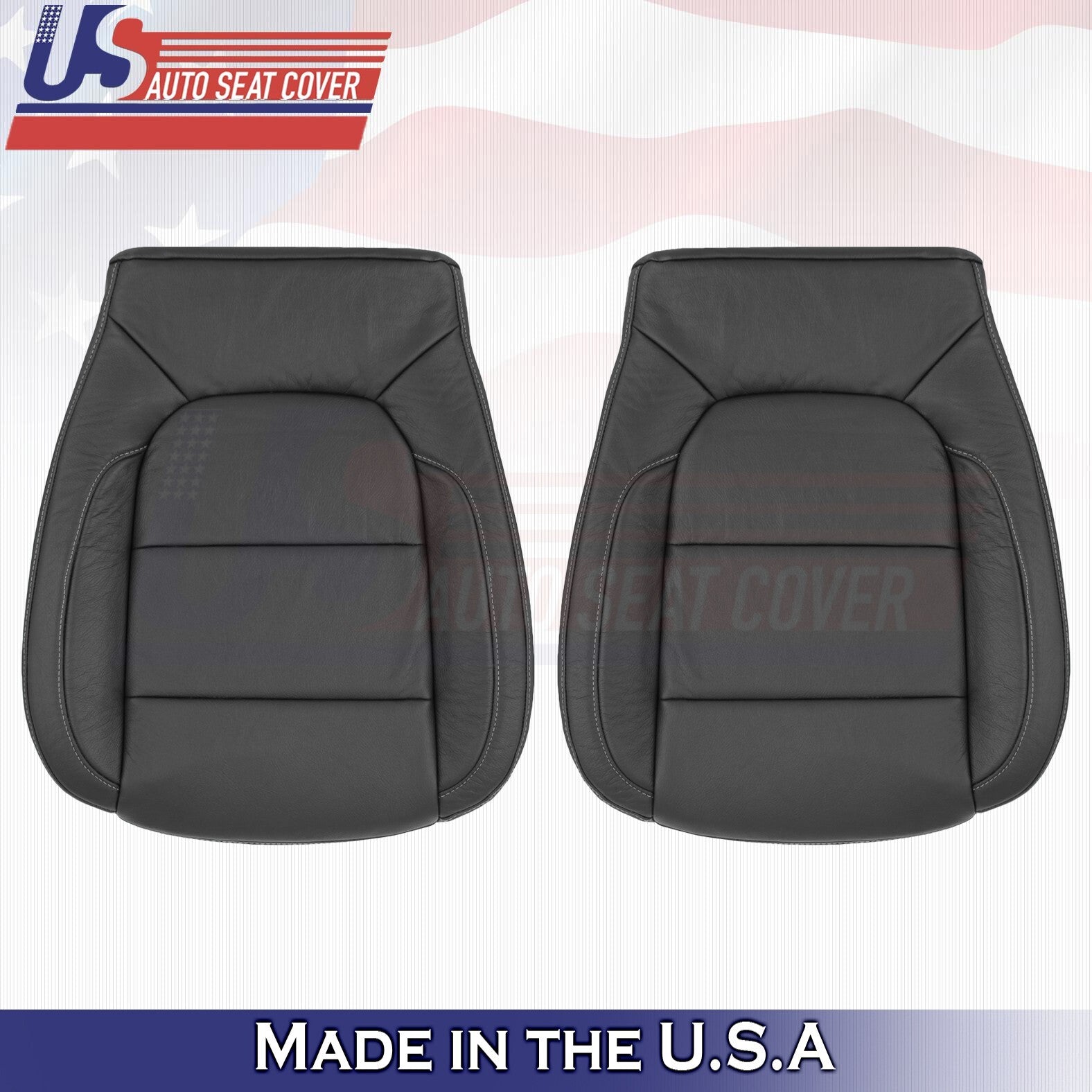 2019 For Chevy Silverado 1500 WT Driver & Passenger Bottom Leather Covers Black