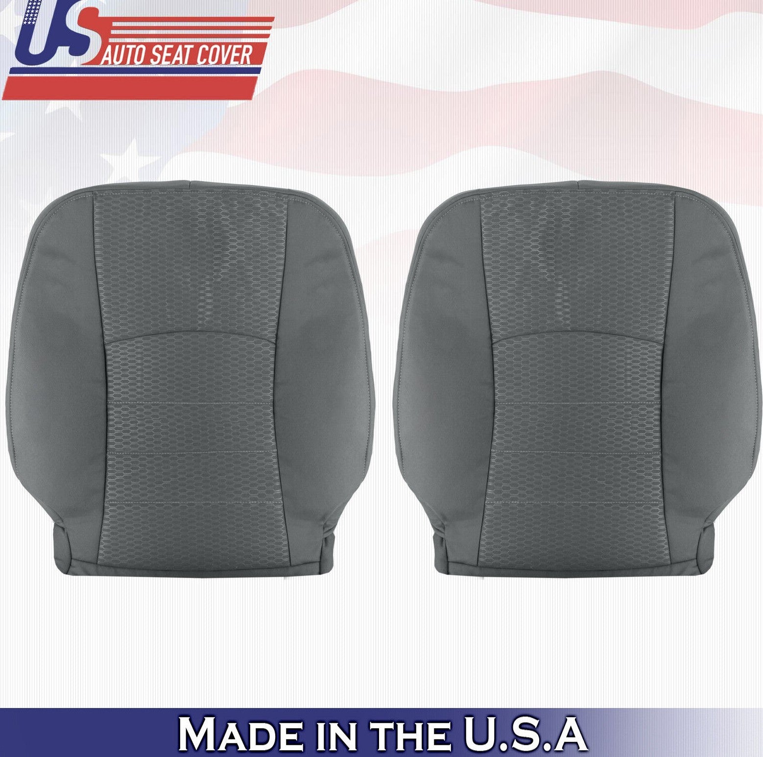2013 to 2018 For Dodge Ram 3500 SLT Driver Passenger Top Cloth Seat Covers Gray