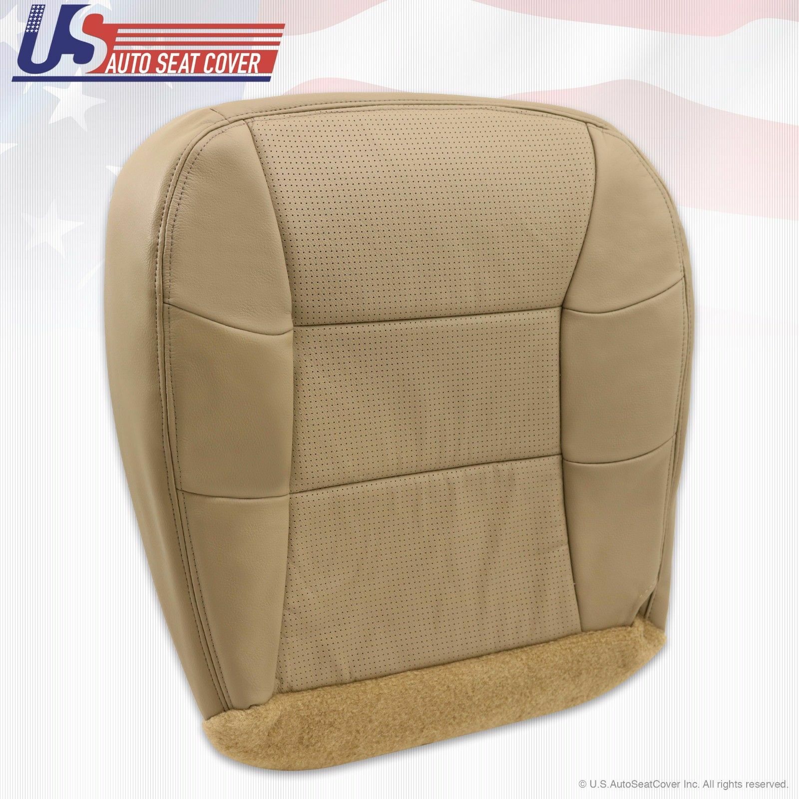 2001 Lincoln Navigator Driver Side Bottom Perforated Leather Seat Cover Tan