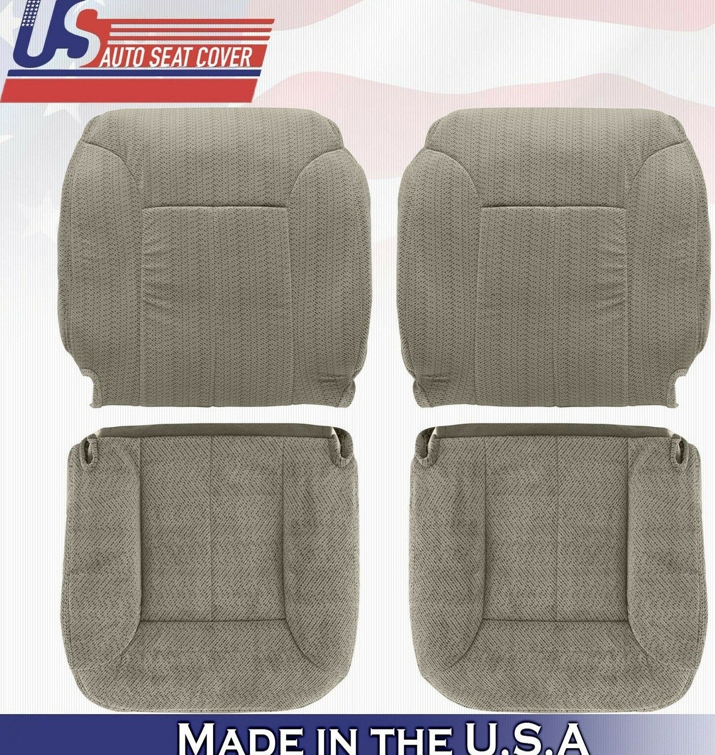 1995 to 1999 For GMC Sierra 2x Tops 2x Bottoms 2x Armrests Cloth Seat Cover Tan