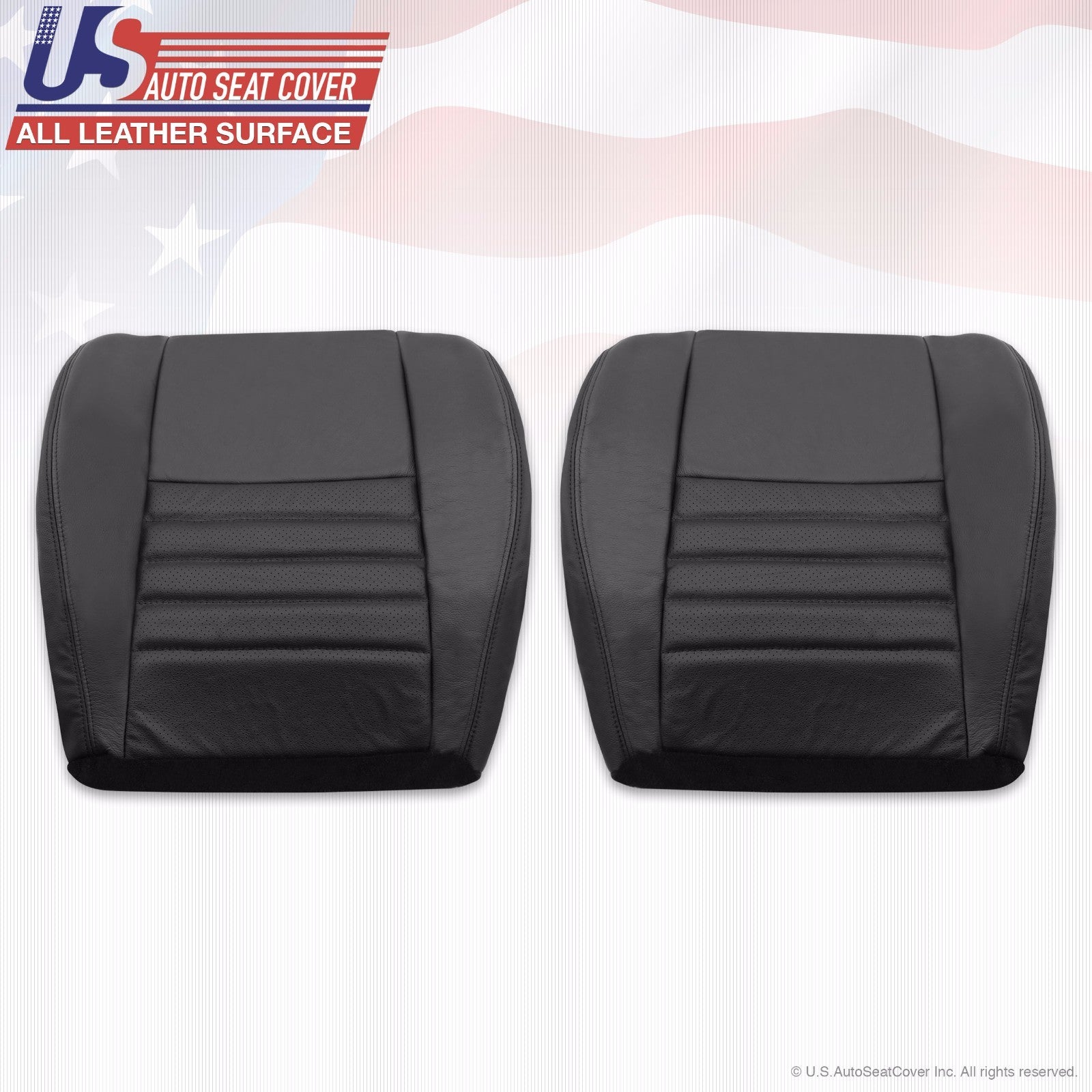 2002 Ford Mustang Driver & Passenger Bottom Perforated Leather Seat Cover Black