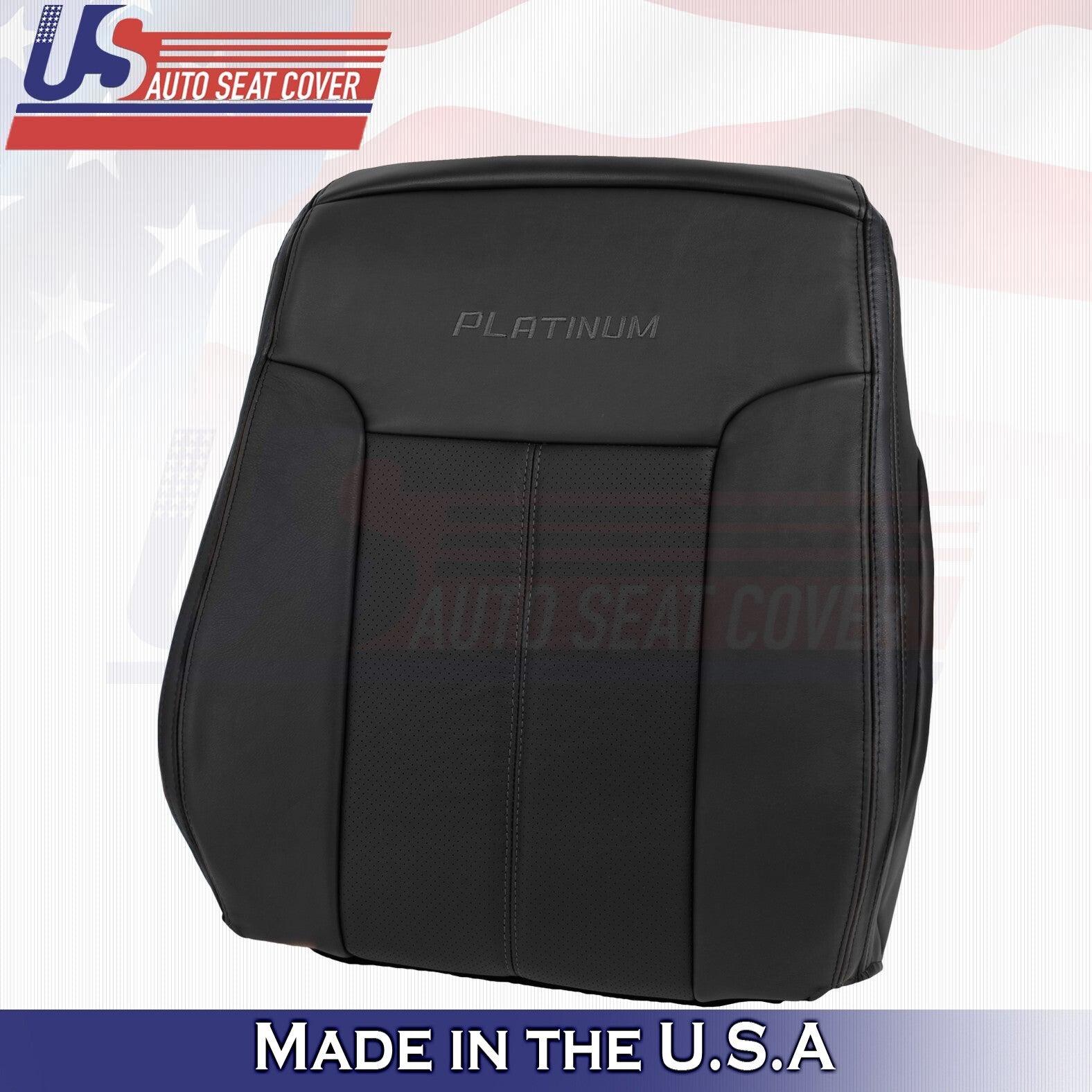 2013 to 2016 For Ford F450 F550 Platinum Driver Top Leather Seat Cover Black