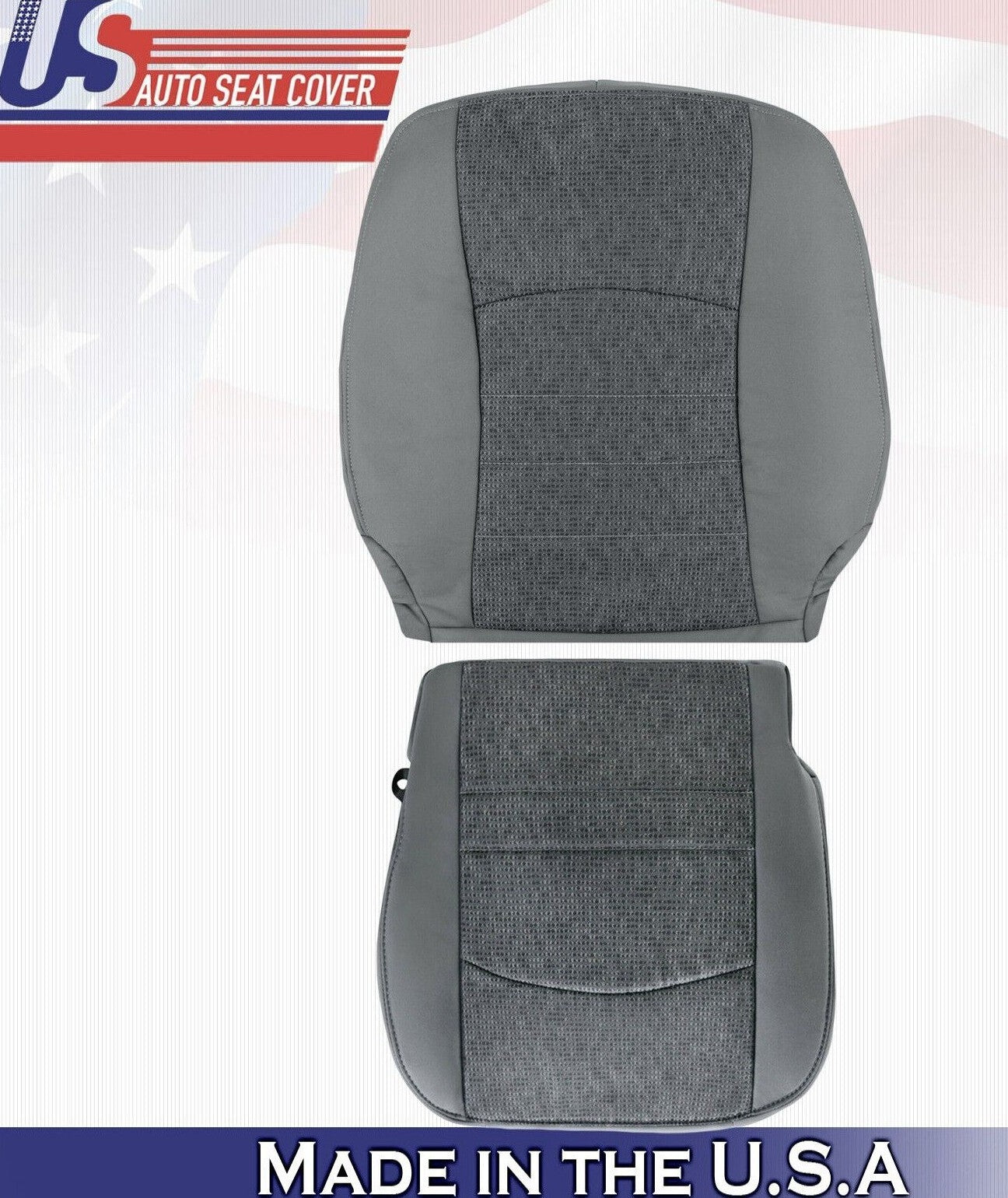 2015 2016 For Dodge Ram 4500 5500 SLT Driver Top & Bottom Cloth Seat Covers Gray