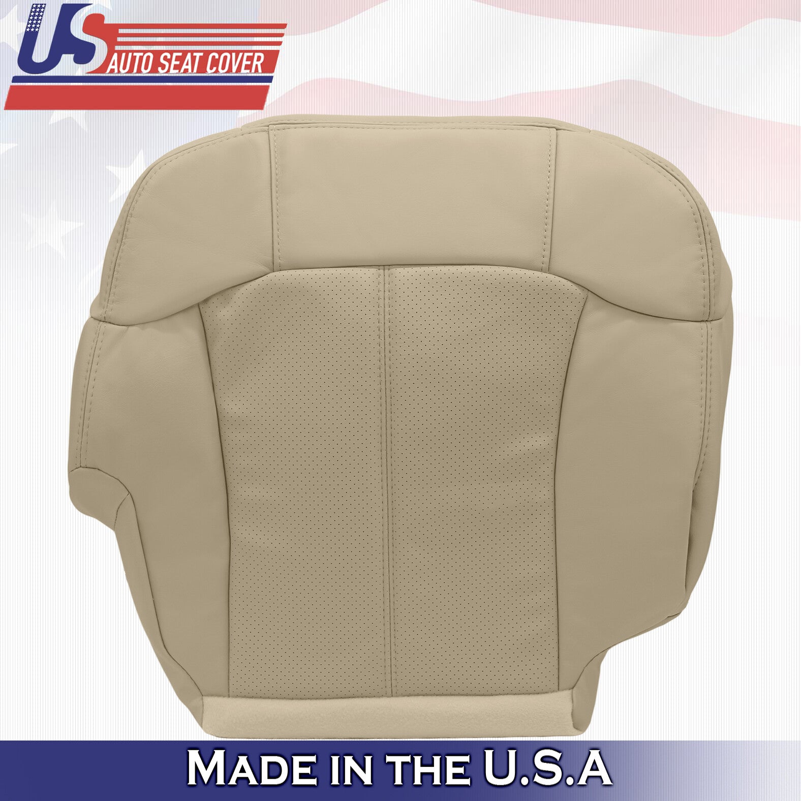 2002 For Cadillac Escalade Passenger Bottom Perforated Leather Seat Cover Tan