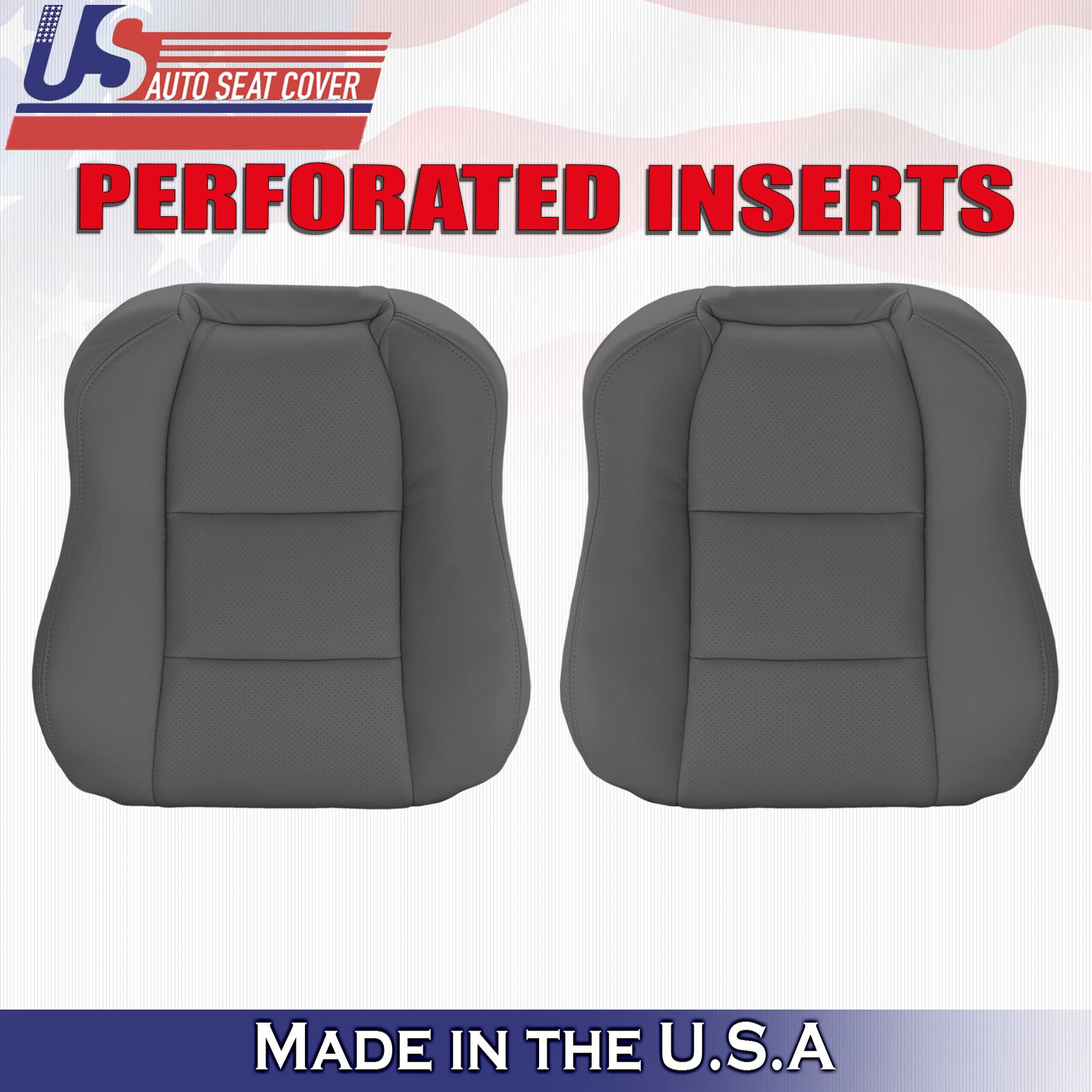 2004 Fits Acura TL Driver & Passenger 2x Top Perforated Leather Seat Covers Gray
