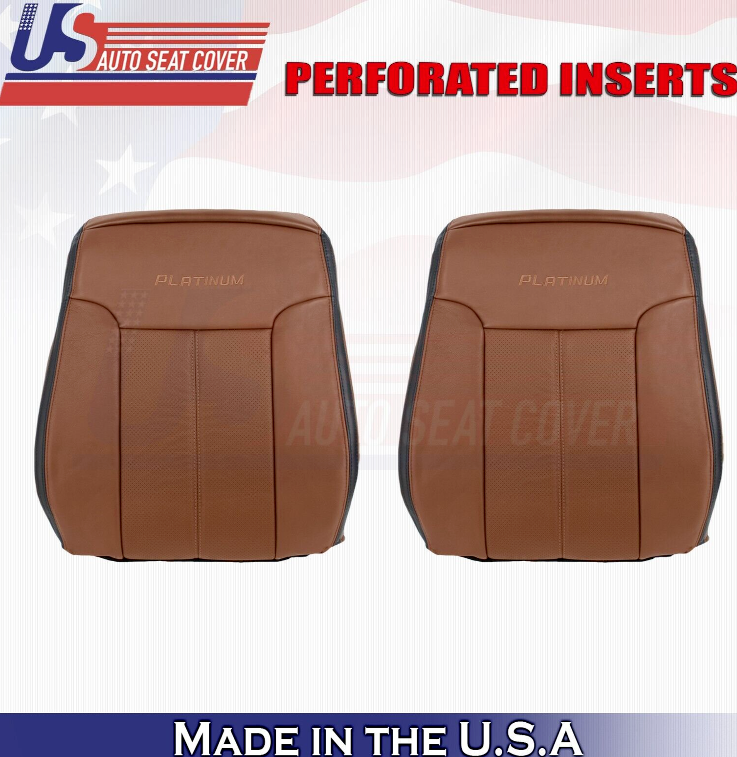 2013 to 2016 For Ford F250 Platinum Driver & Passenger Top Leather Covers Brown