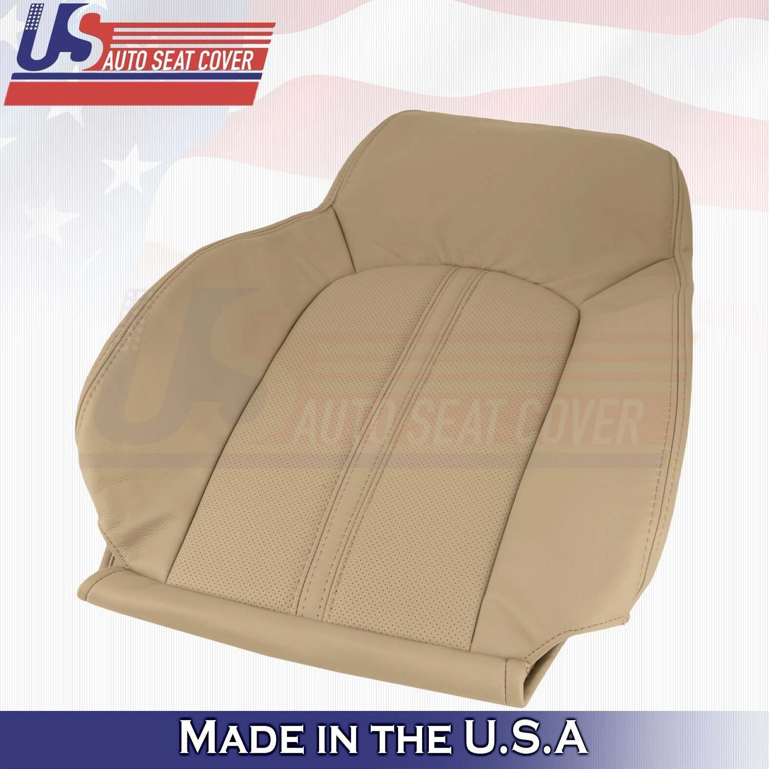 2008 to 2013 For Cadillac CTS Front Driver Top & Bottom Leather Seat Covers Tan