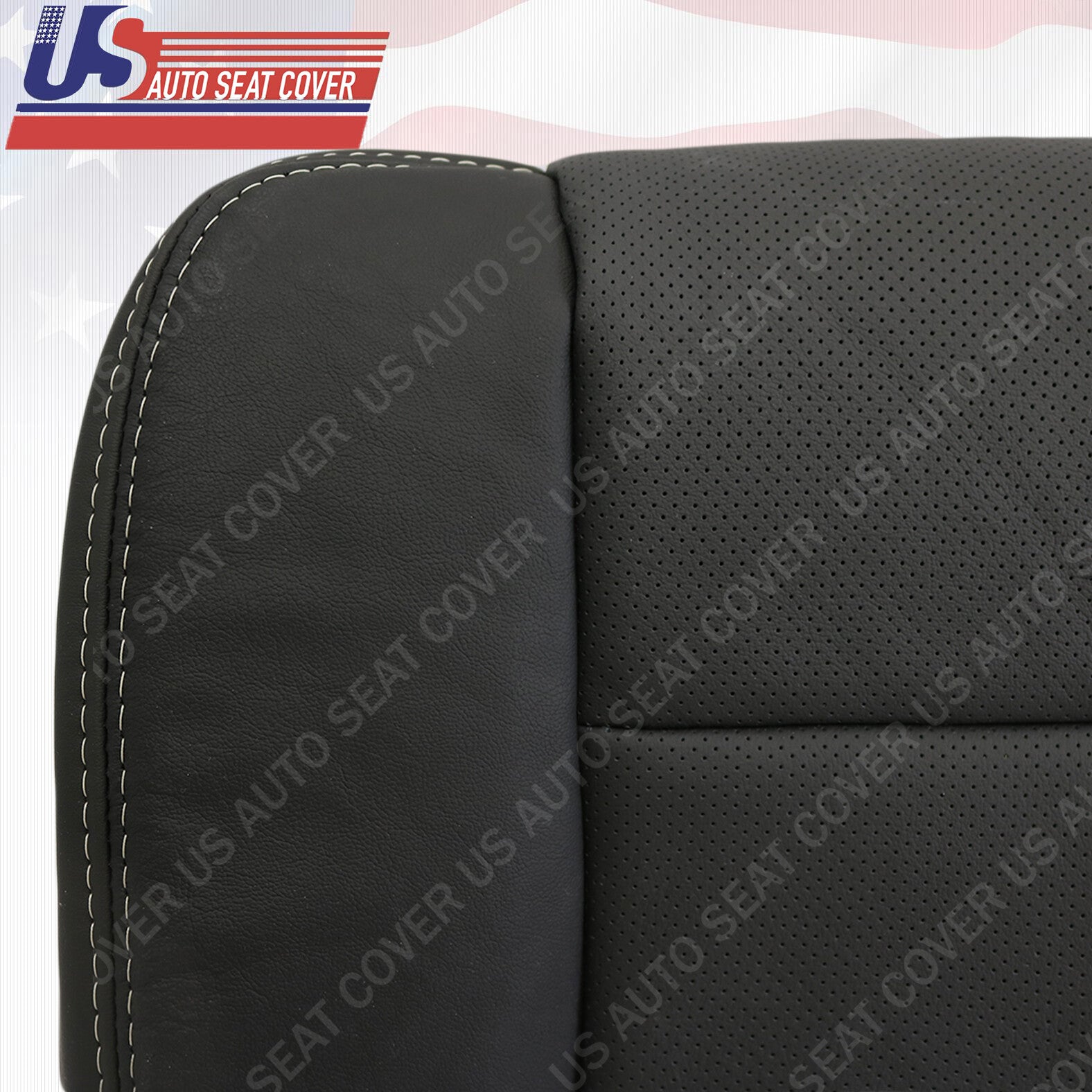 2012 2013 2014 Ford F150 Front Driver Bottom Black Perforated Leather Seat Cover