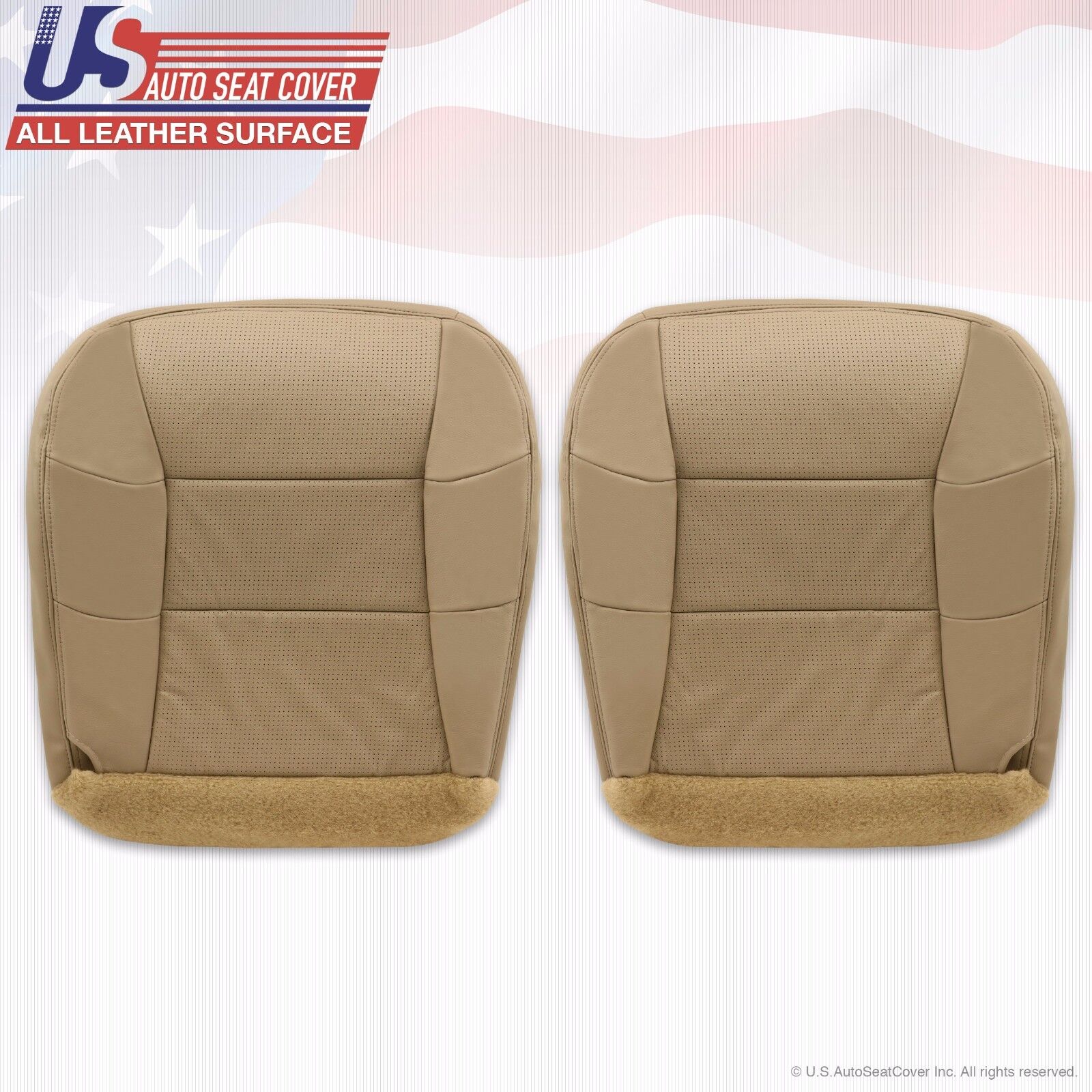2002 Lincoln Navigator Driver-Passenger Bottom Perforated Leather Seat Cover Tan
